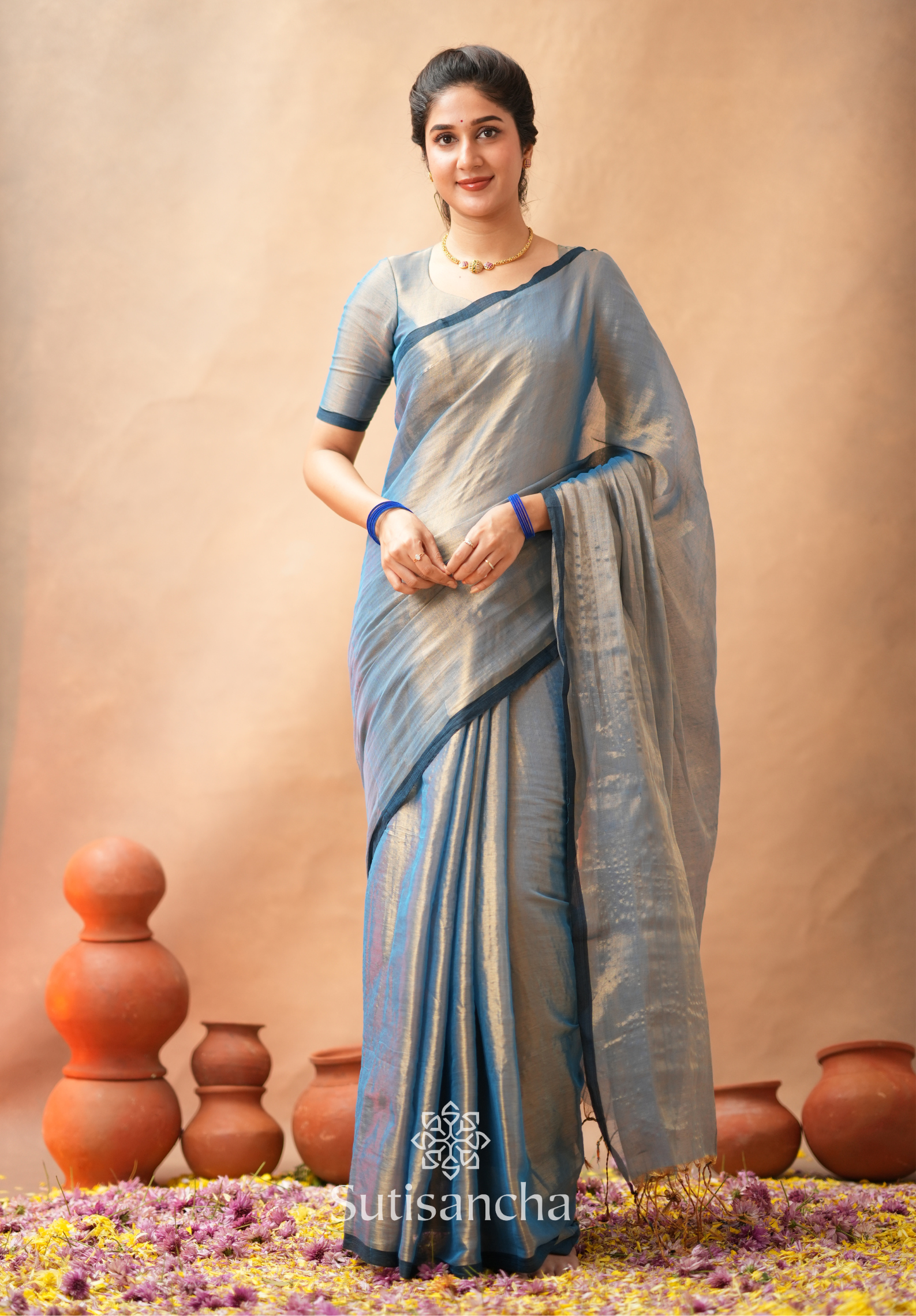 Woven Poetry Artisanal Handloom Tissue Cotton Saree