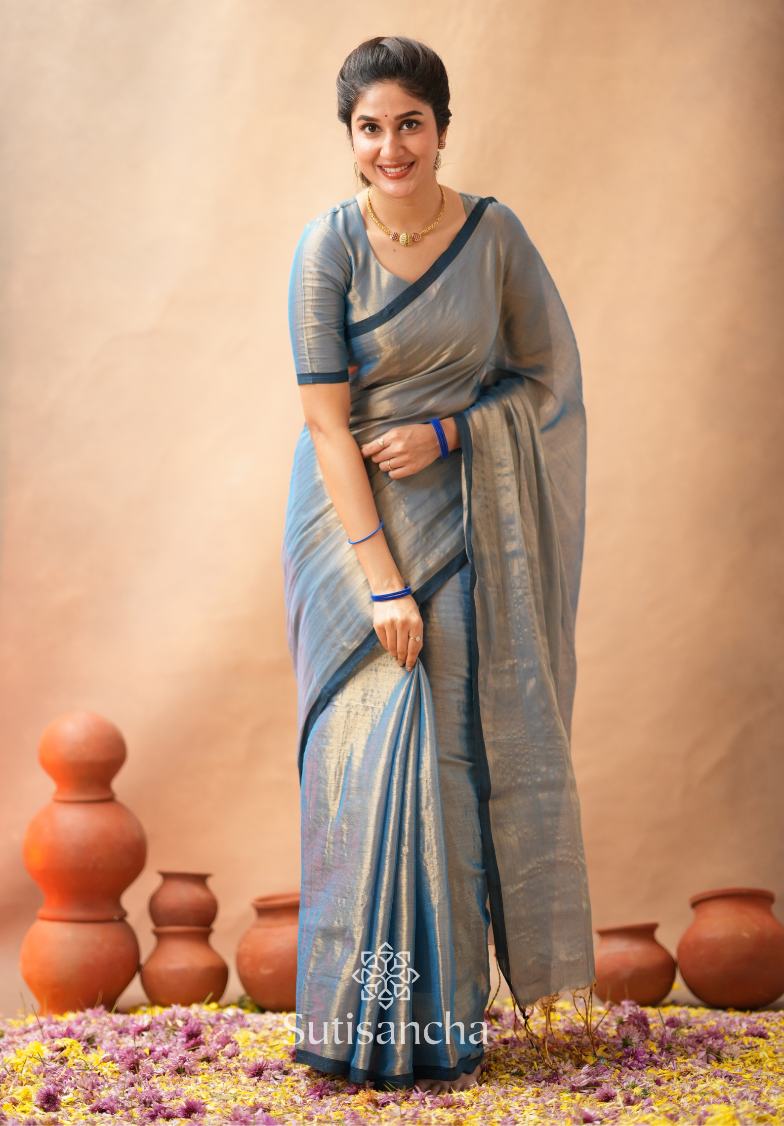 Woven Poetry Artisanal Handloom Tissue Cotton Saree