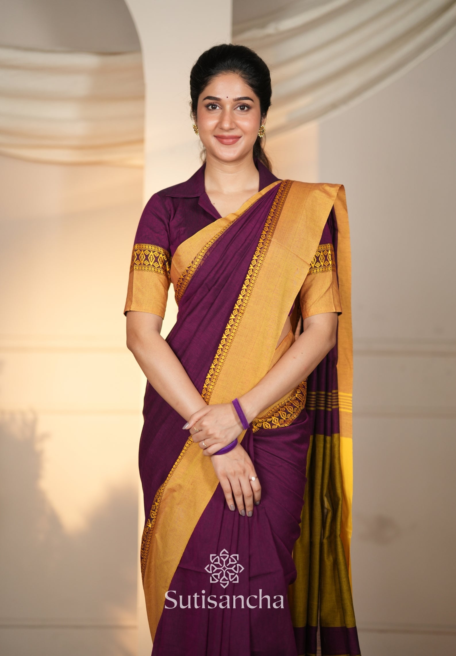 Timeless Weave Bengal Cotton Saree by Sutisancha