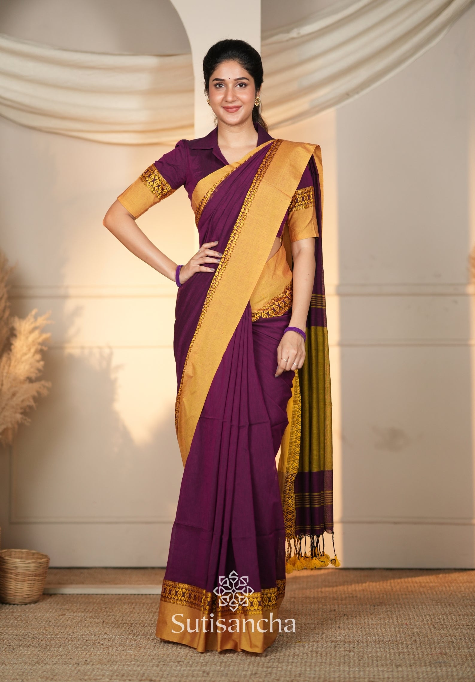 Timeless Weave Bengal Cotton Saree by Sutisancha