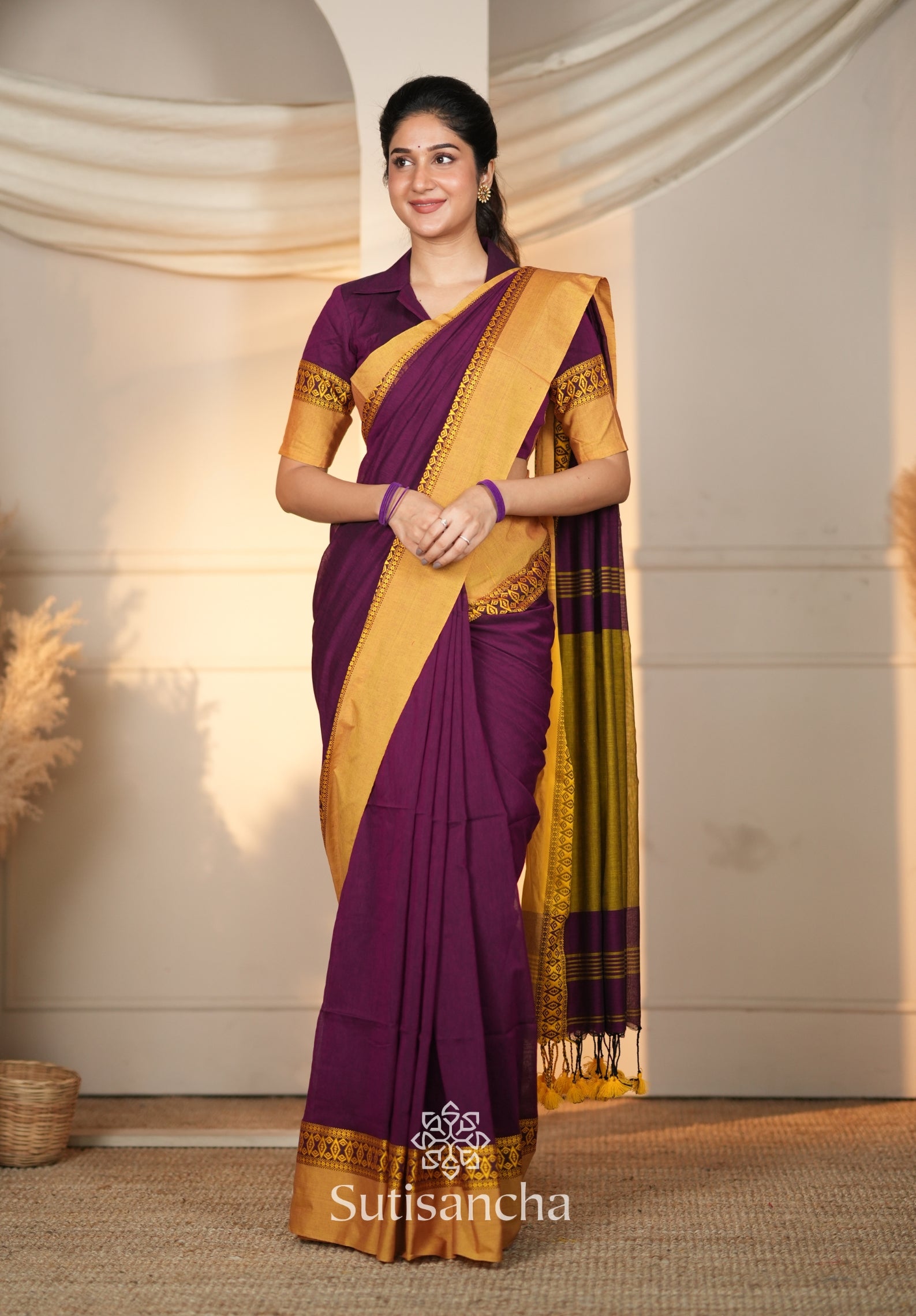 Timeless Weave Bengal Cotton Saree by Sutisancha