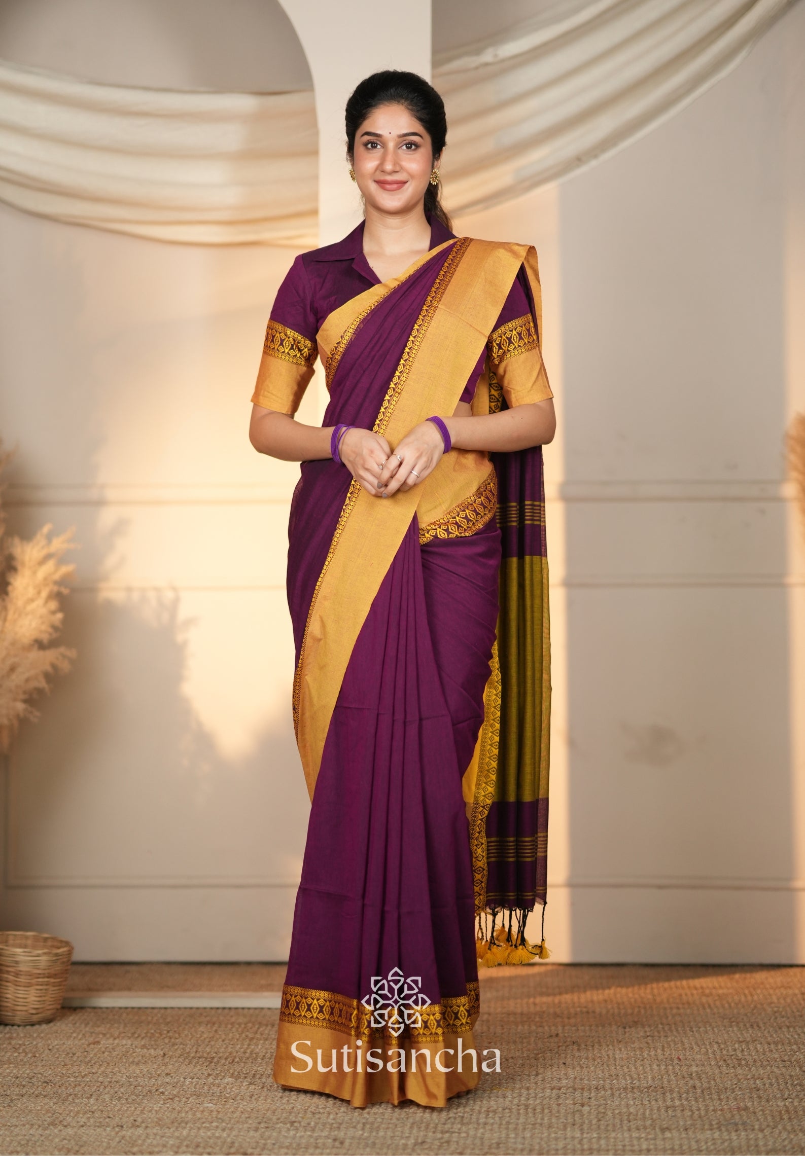 Timeless Weave Bengal Cotton Saree by Sutisancha