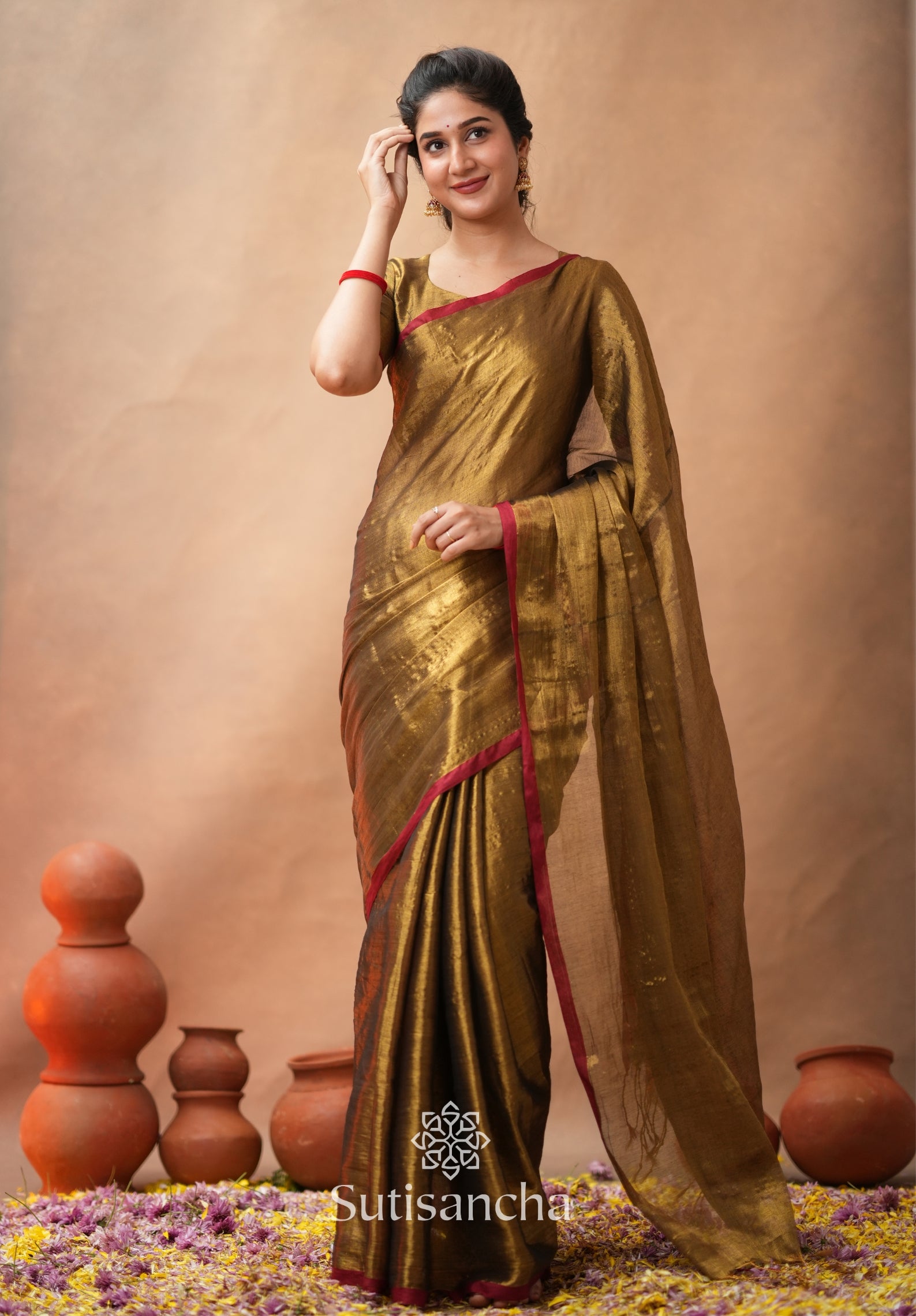 Woven Poetry Artisanal Handloom Tissue Cotton Saree