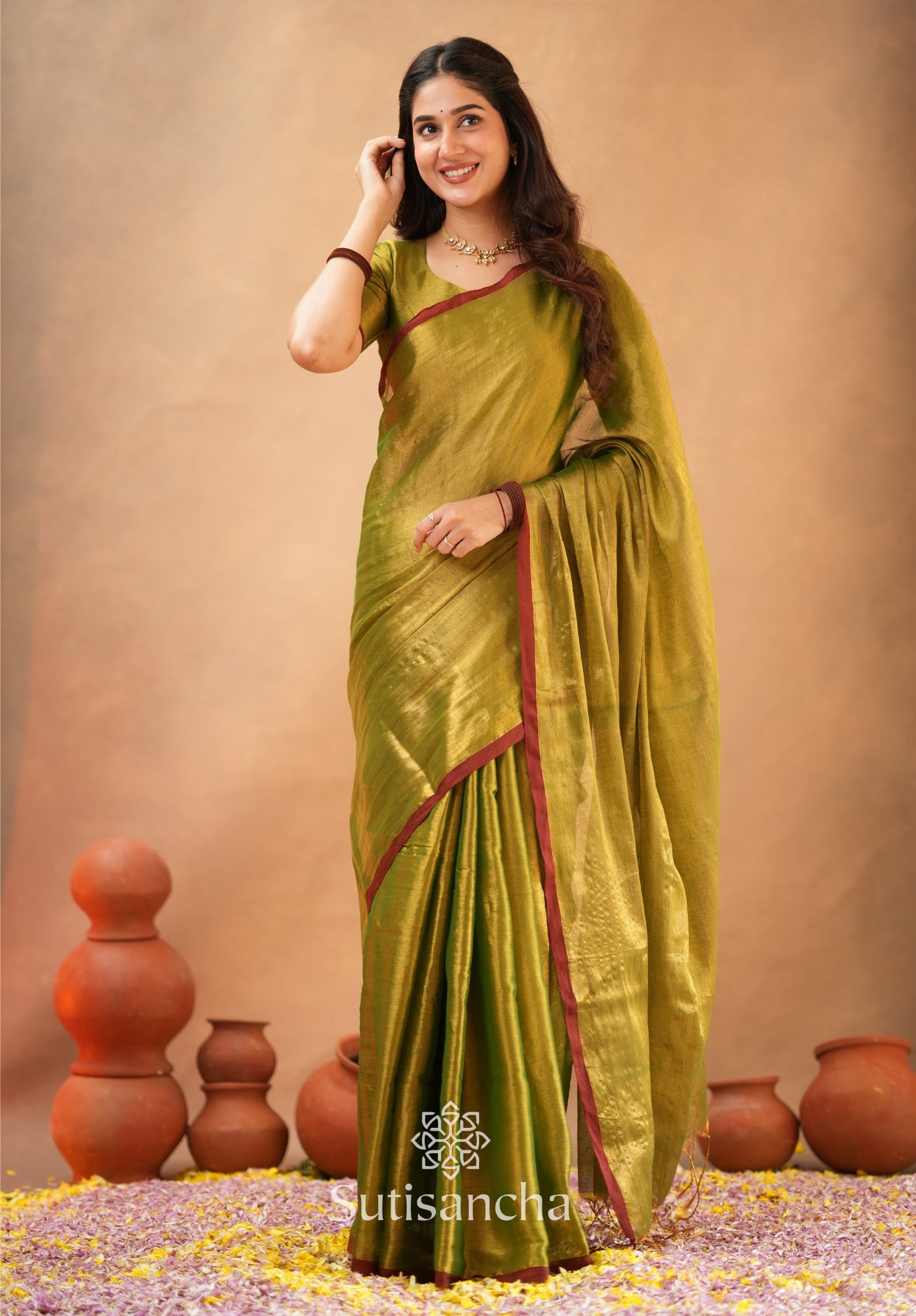 Woven Poetry Artisanal Handloom Tissue Cotton Saree