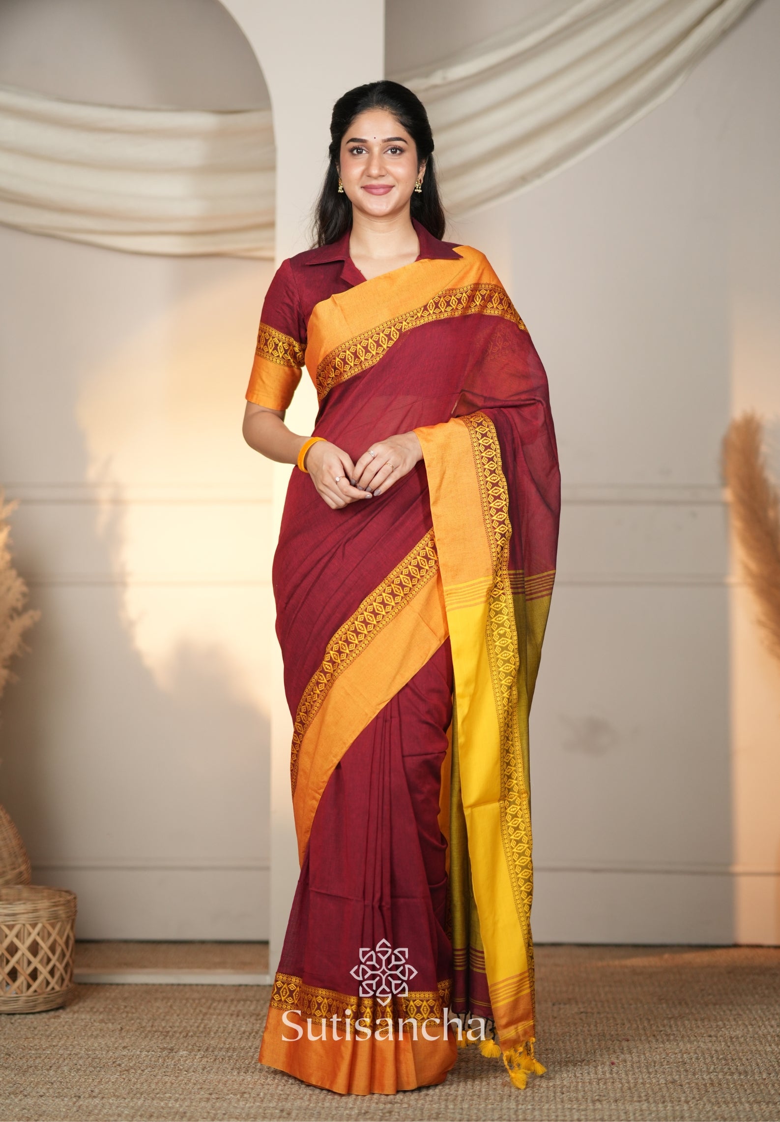 Timeless Weave Bengal Cotton Saree by Sutisancha