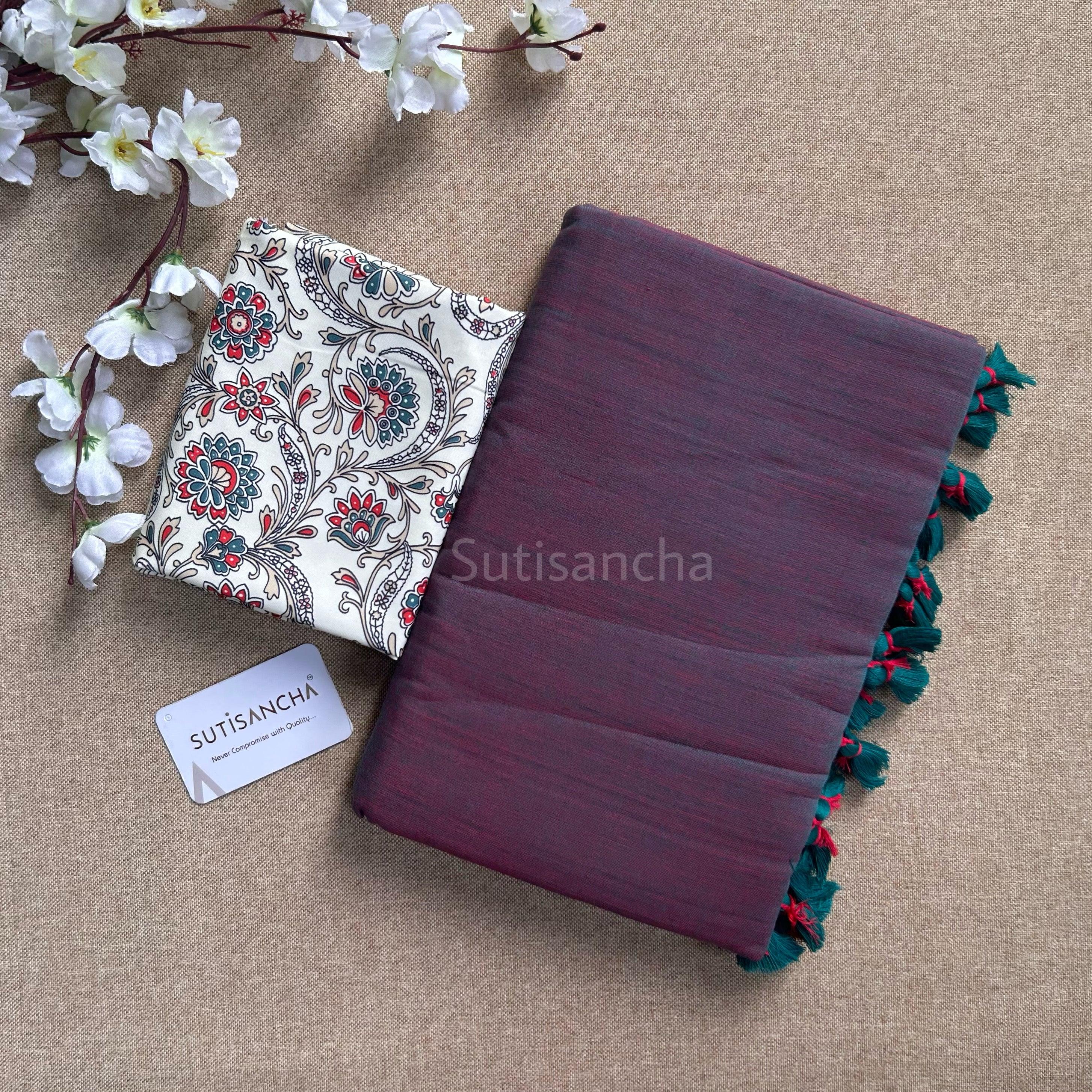 Sutisancha Dual Tone Rama with Cotton Blouse - Suti Sancha