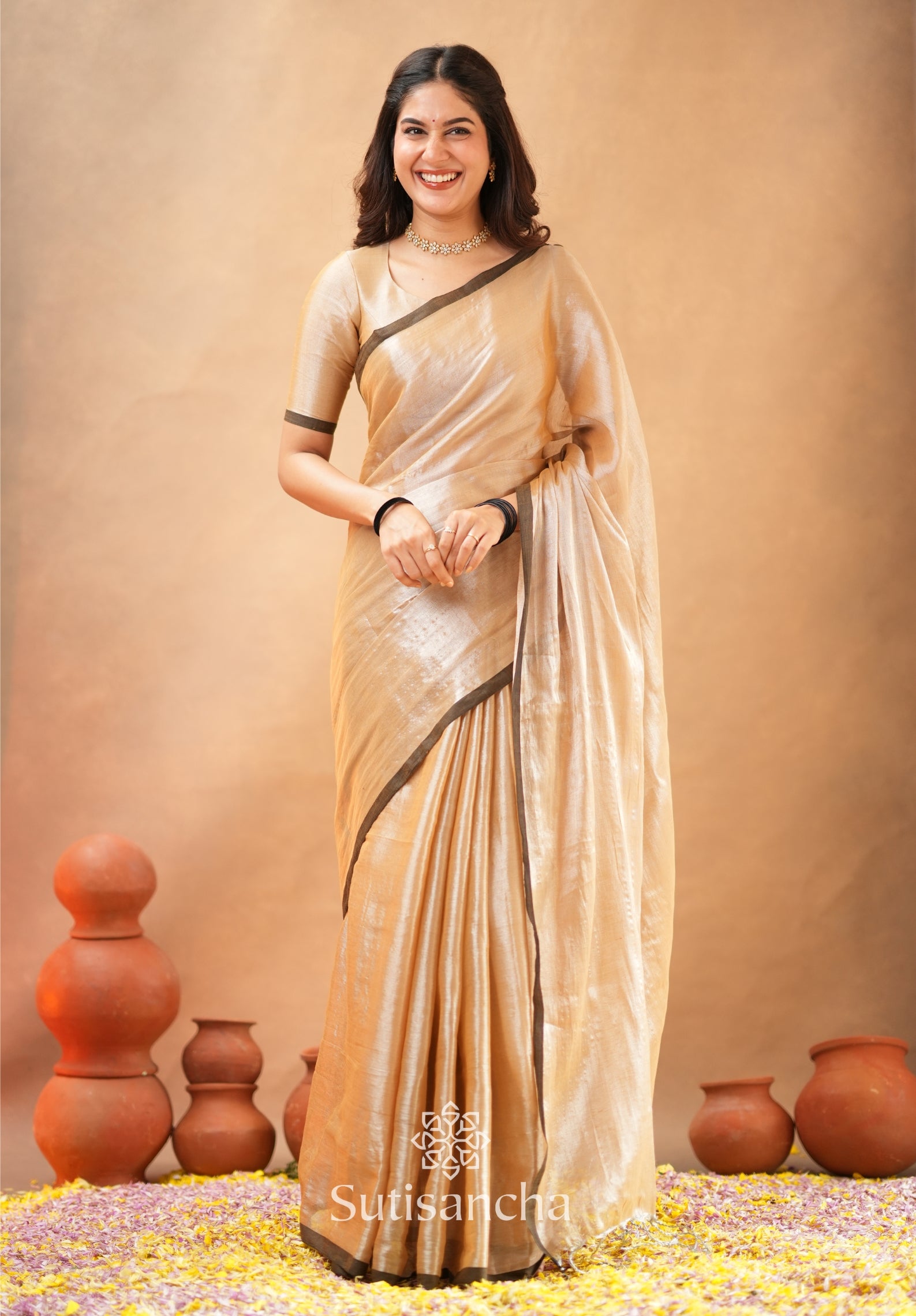 Woven Poetry Artisanal Handloom Tissue Cotton Saree