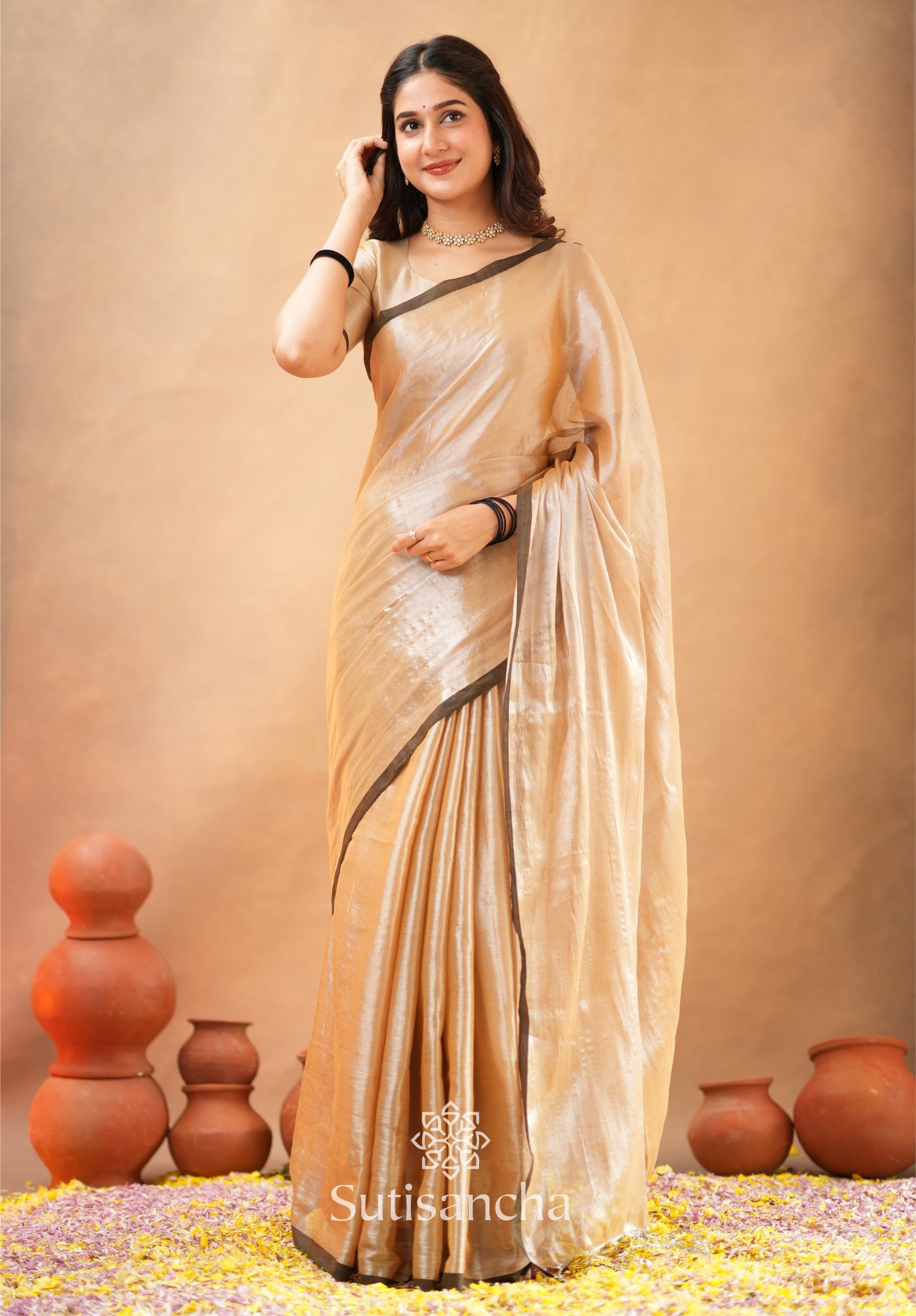 Woven Poetry Artisanal Handloom Tissue Cotton Saree