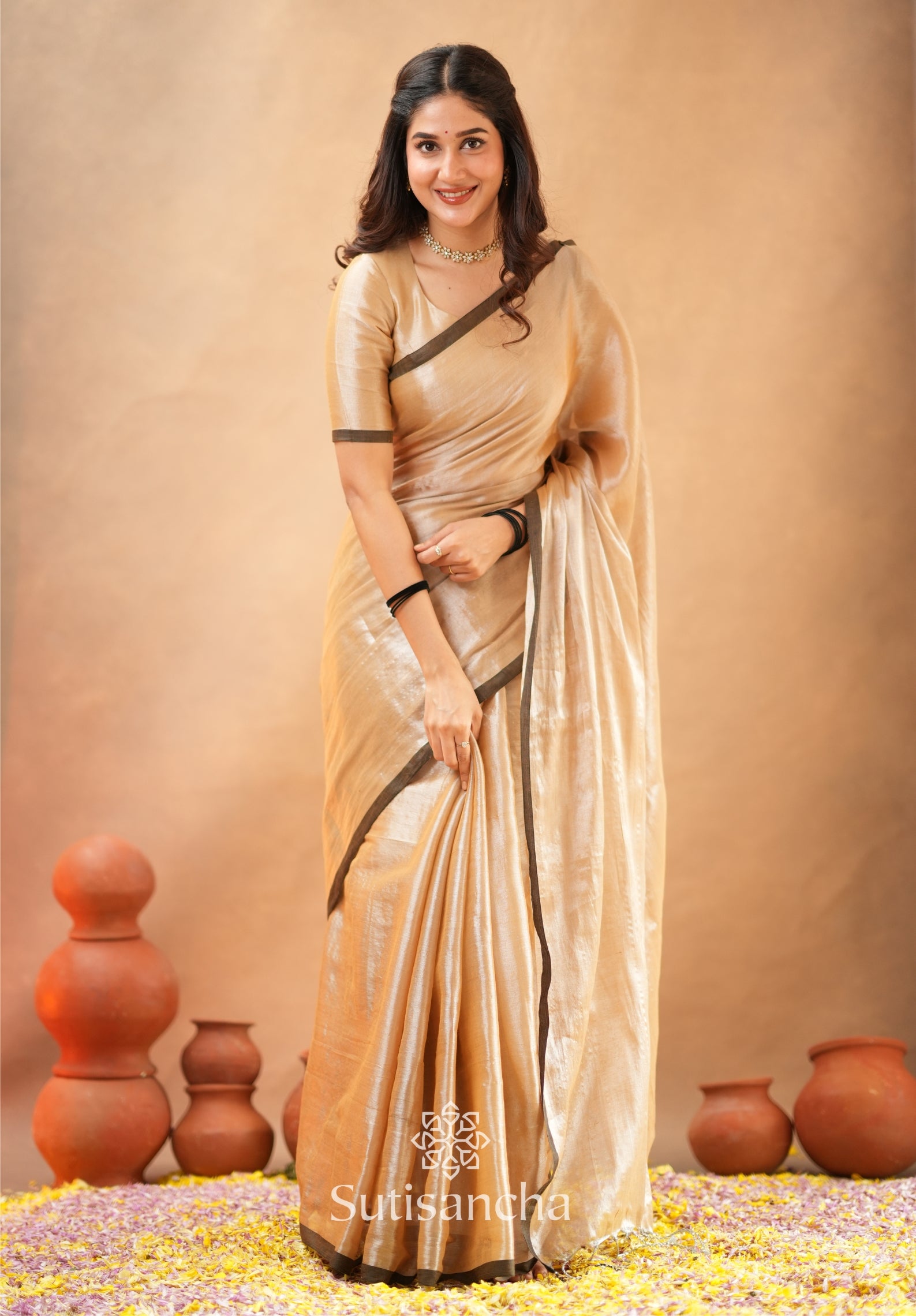 Woven Poetry Artisanal Handloom Tissue Cotton Saree