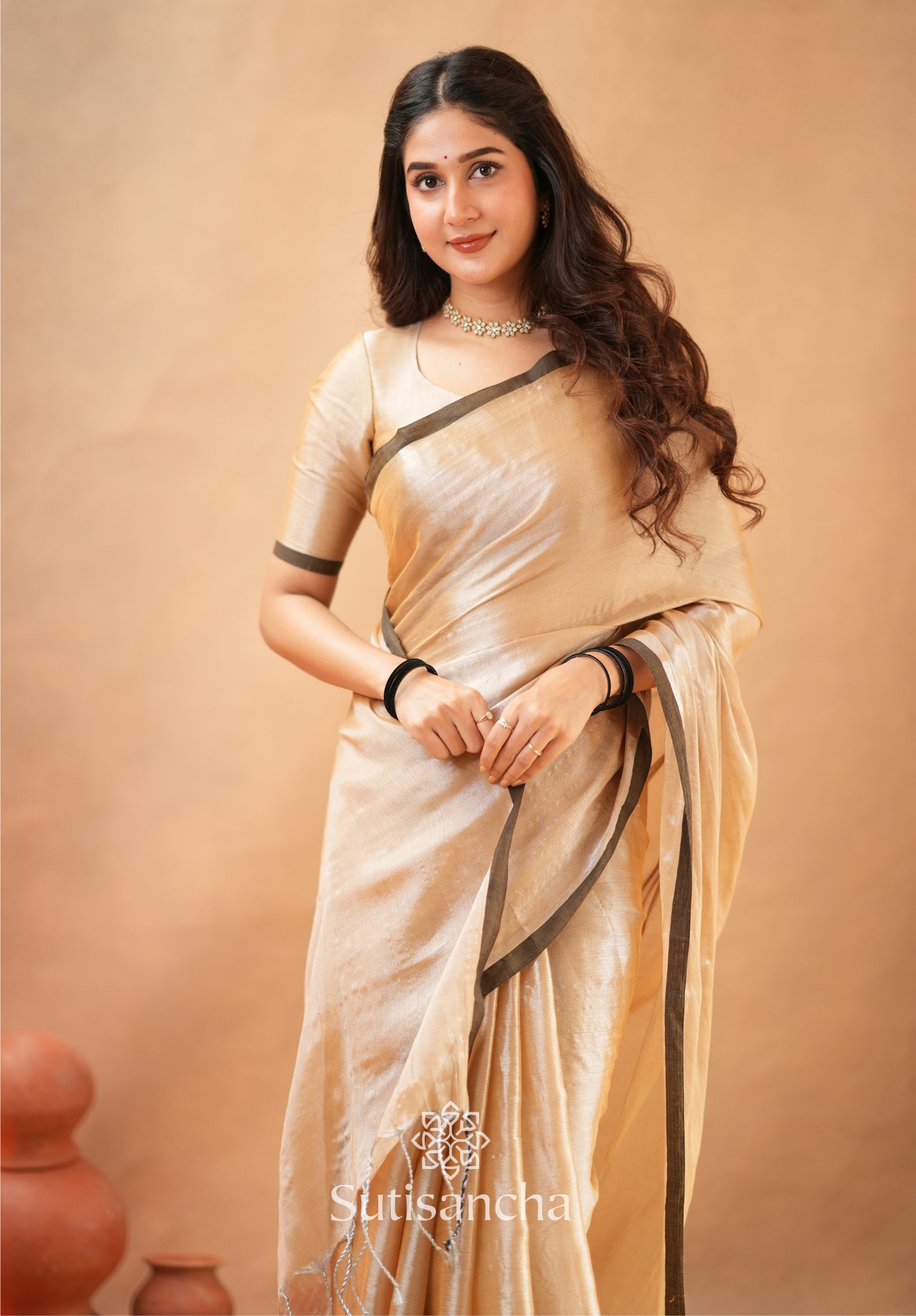 Woven Poetry Artisanal Handloom Tissue Cotton Saree