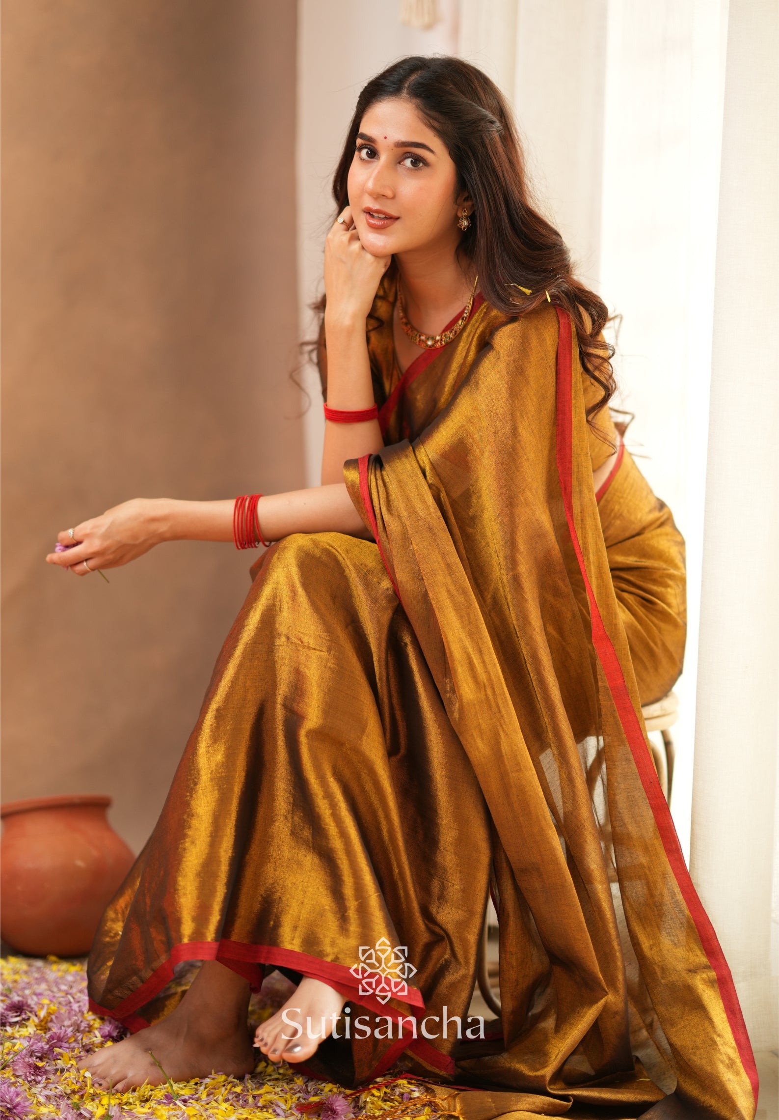 Woven Poetry Artisanal Handloom Tissue Cotton Saree