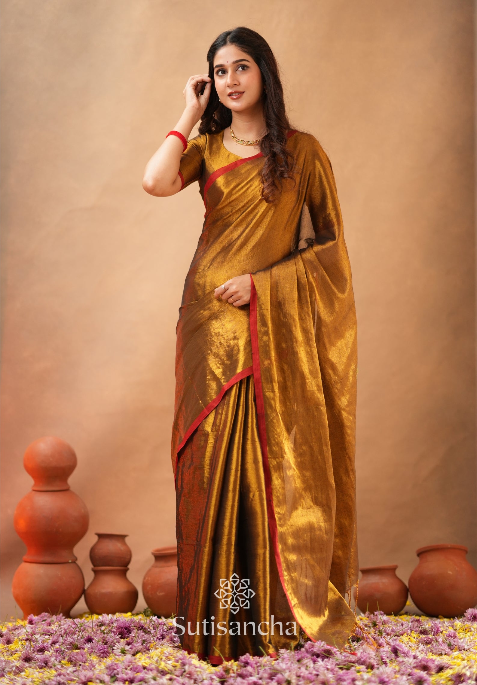 Woven Poetry Artisanal Handloom Tissue Cotton Saree