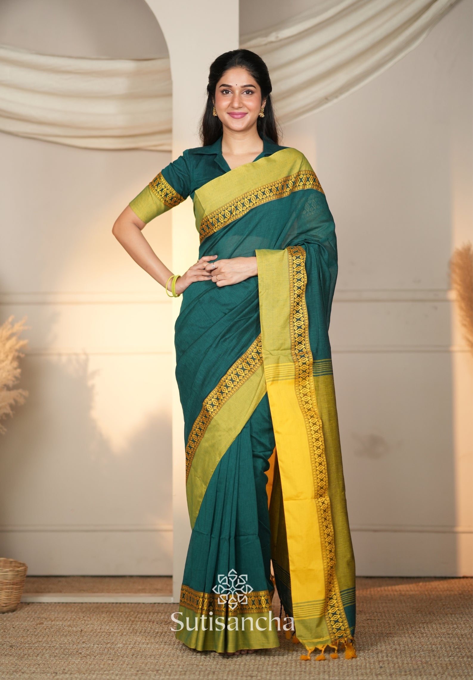 Timeless Weave Bengal Cotton Saree by Sutisancha