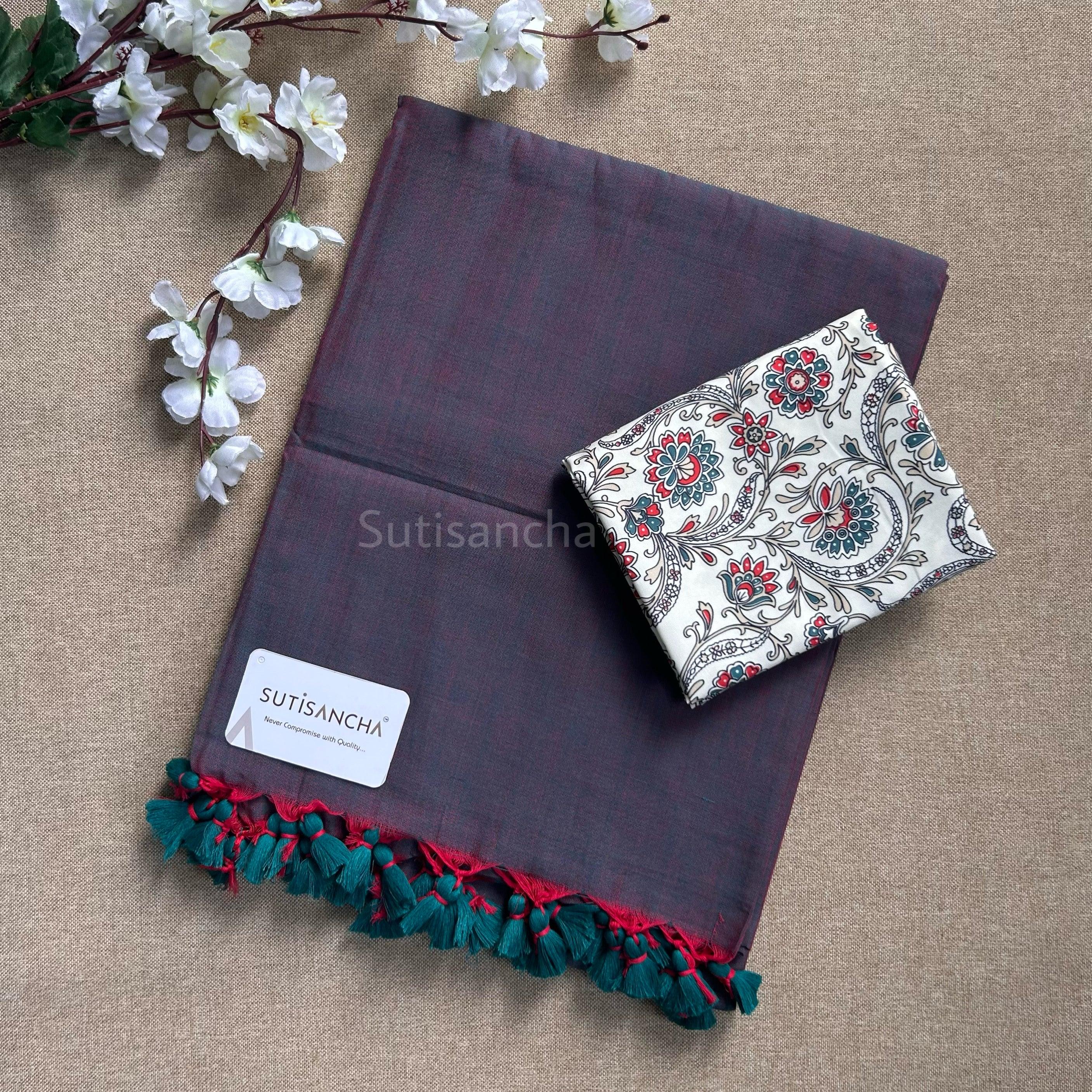Sutisancha Dual Tone Rama with Cotton Blouse - Suti Sancha