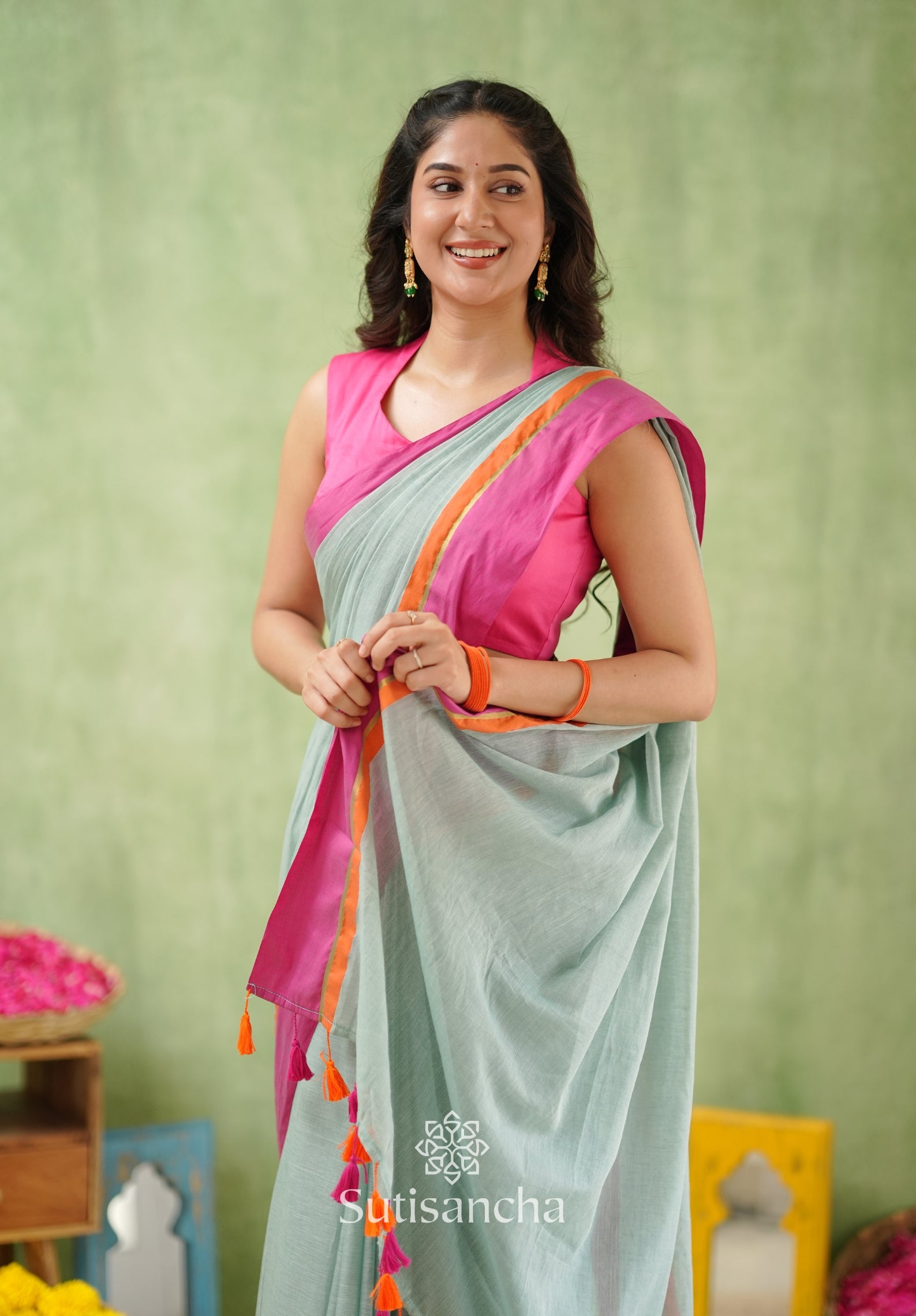 Pink Poise Pure Cotton Saree