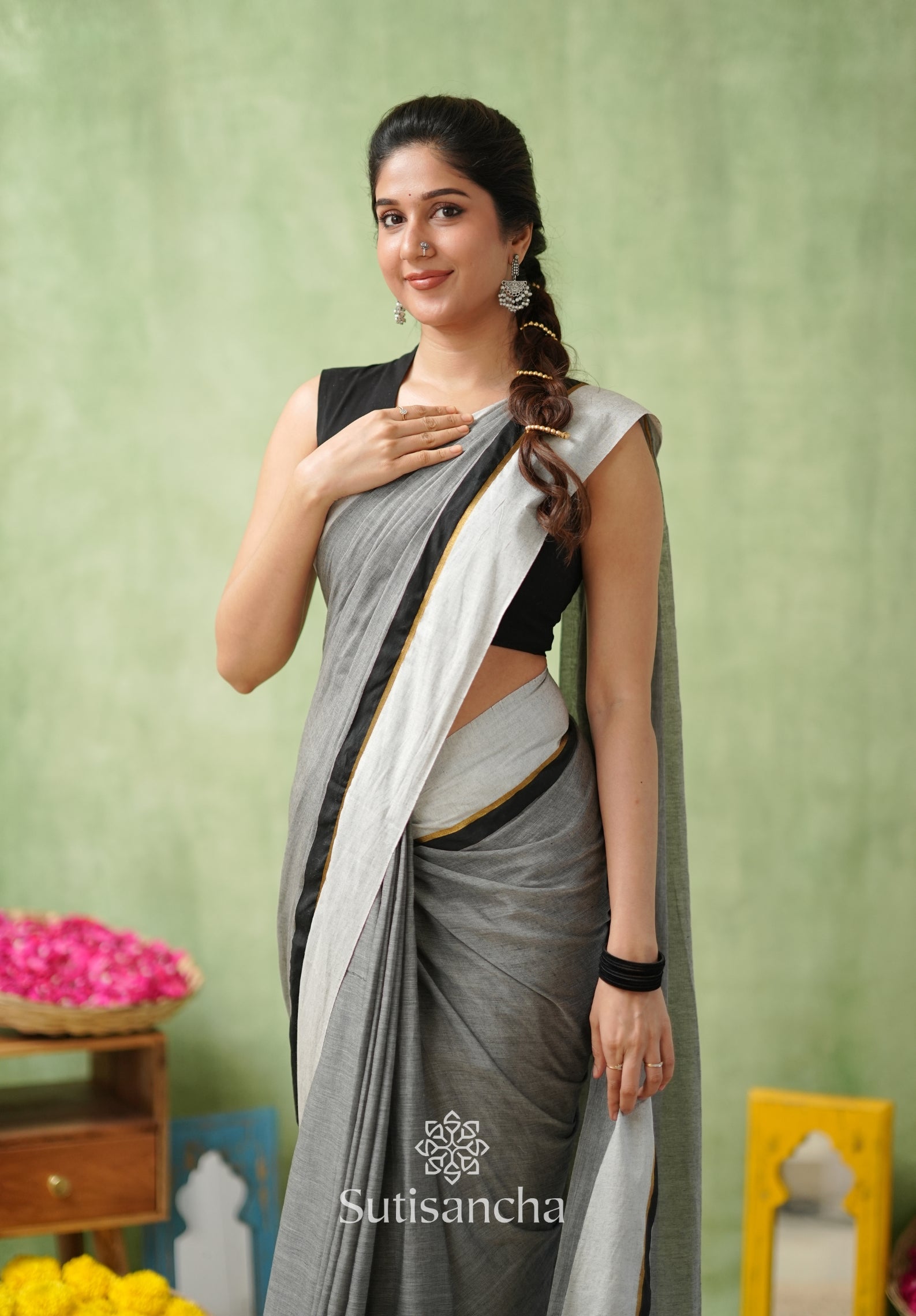 Luminous Charm Mul Saree