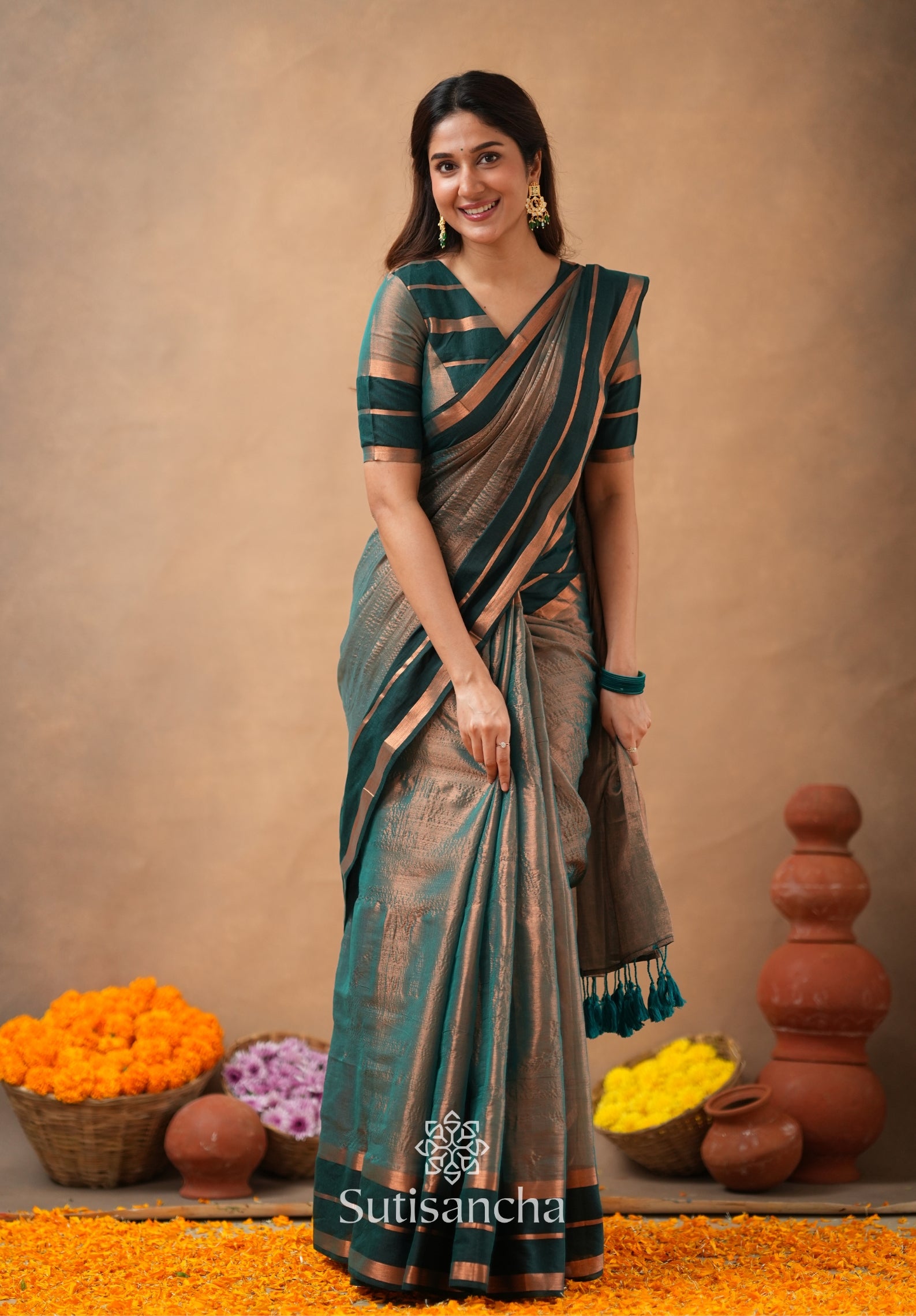 Soft Sheen Tissue Cotton Saree with Fluid Drape