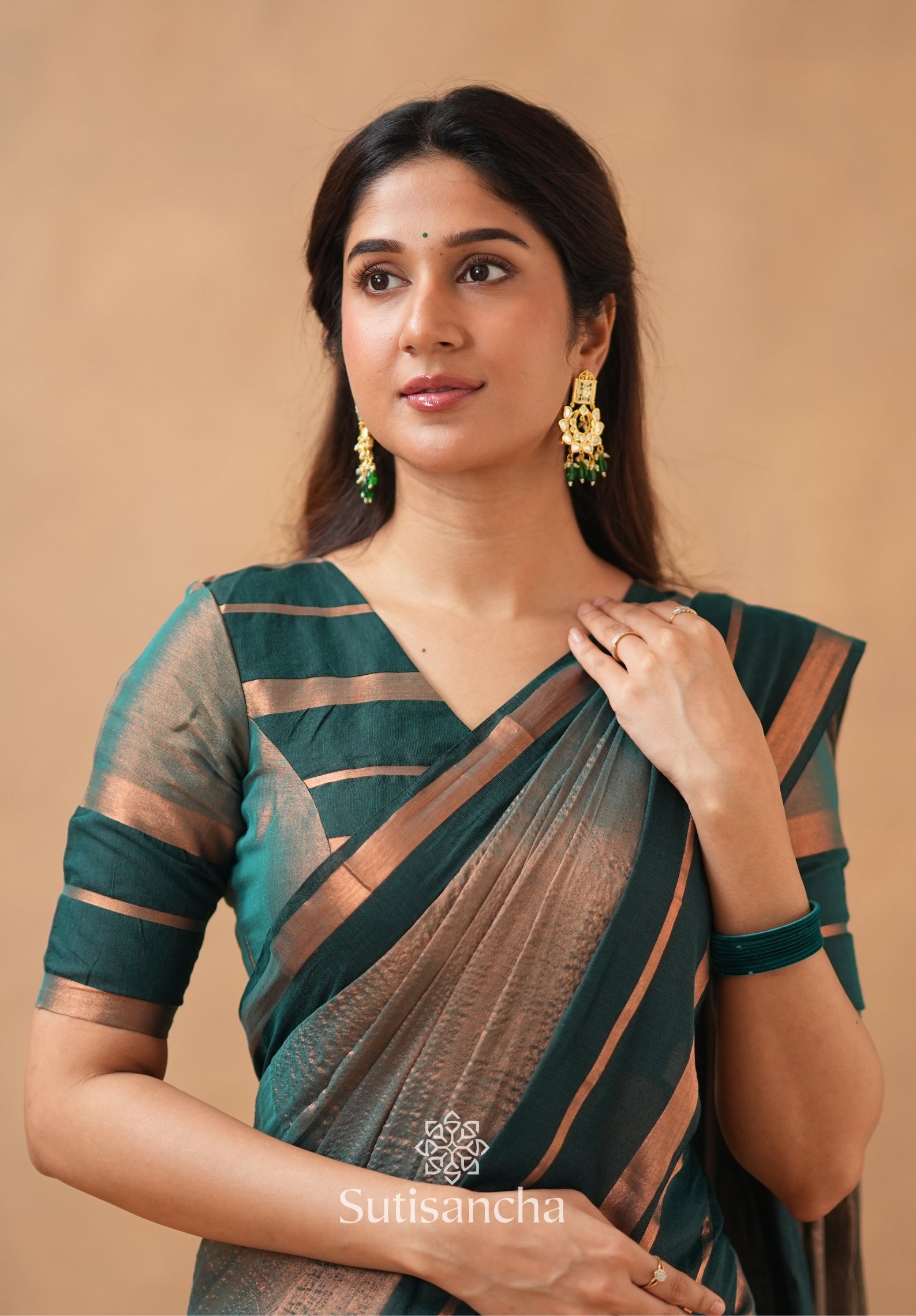 Soft Sheen Tissue Cotton Saree with Fluid Drape