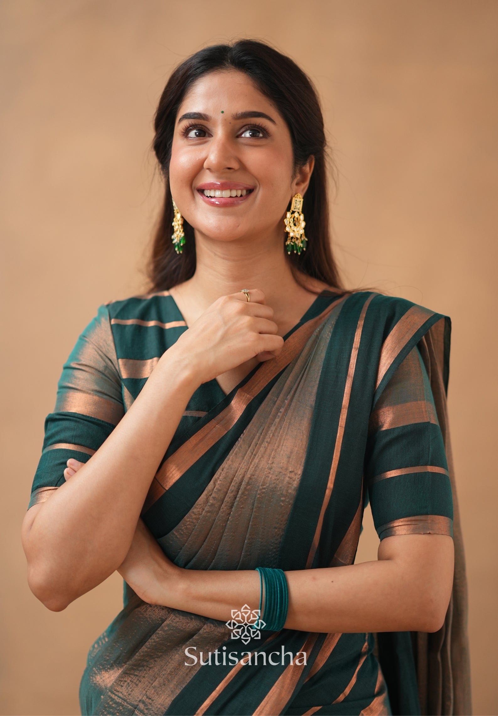 Soft Sheen Tissue Cotton Saree with Fluid Drape