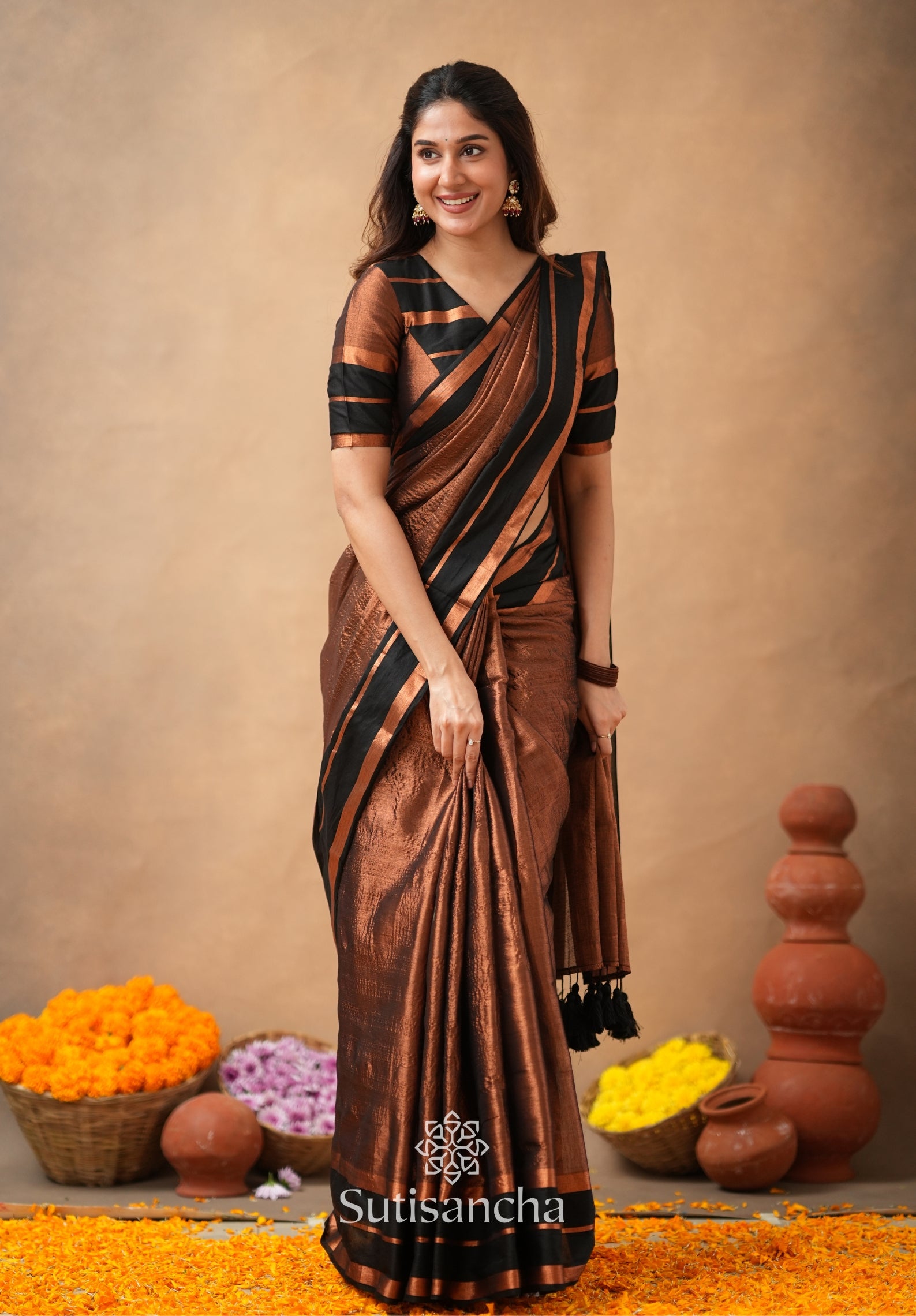 Soft Sheen Tissue Cotton Saree with Fluid Drape