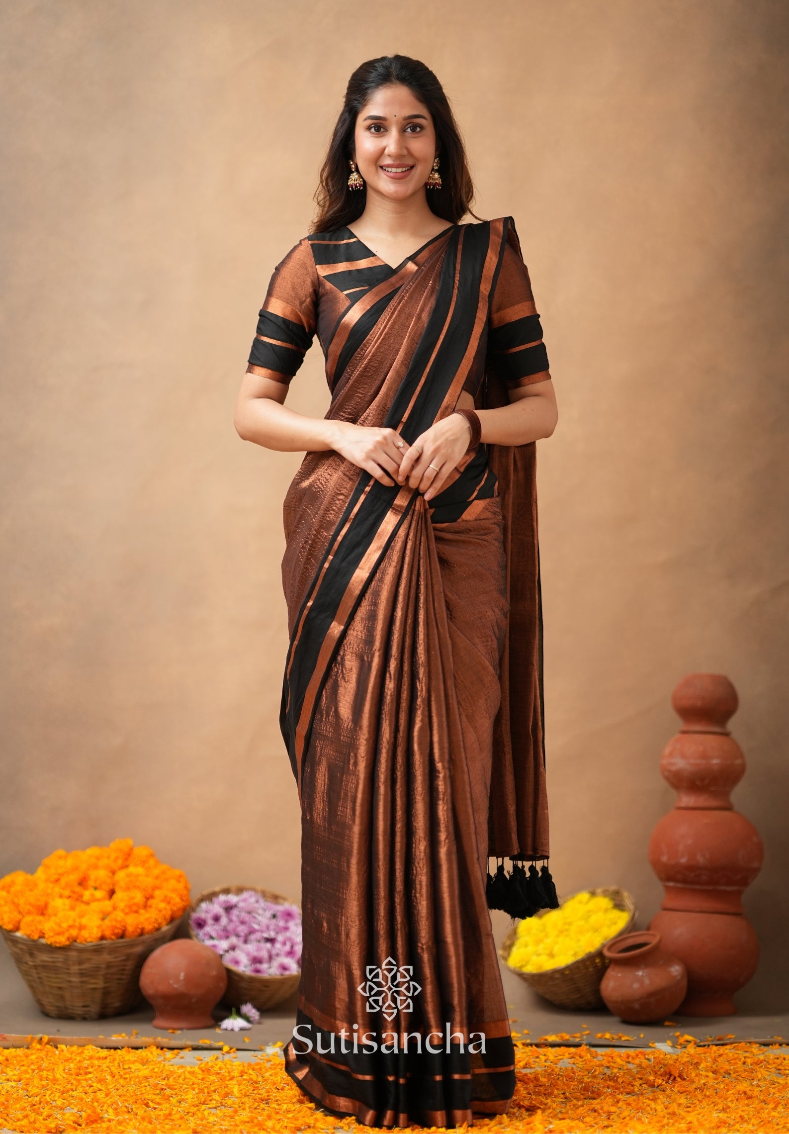 Soft Sheen Tissue Cotton Saree with Fluid Drape