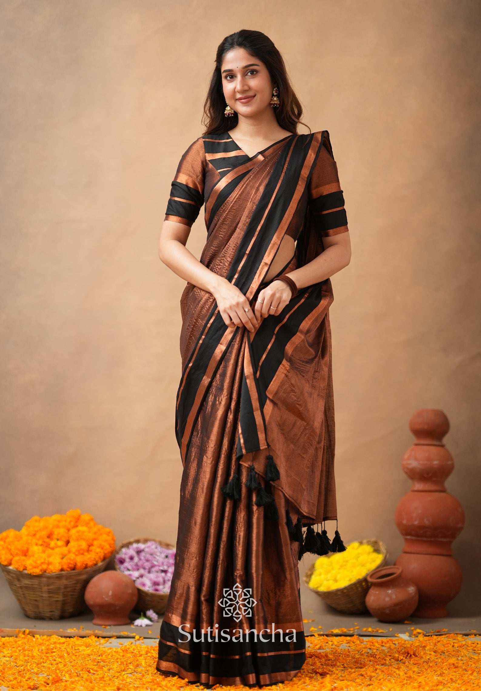 Soft Sheen Tissue Cotton Saree with Fluid Drape