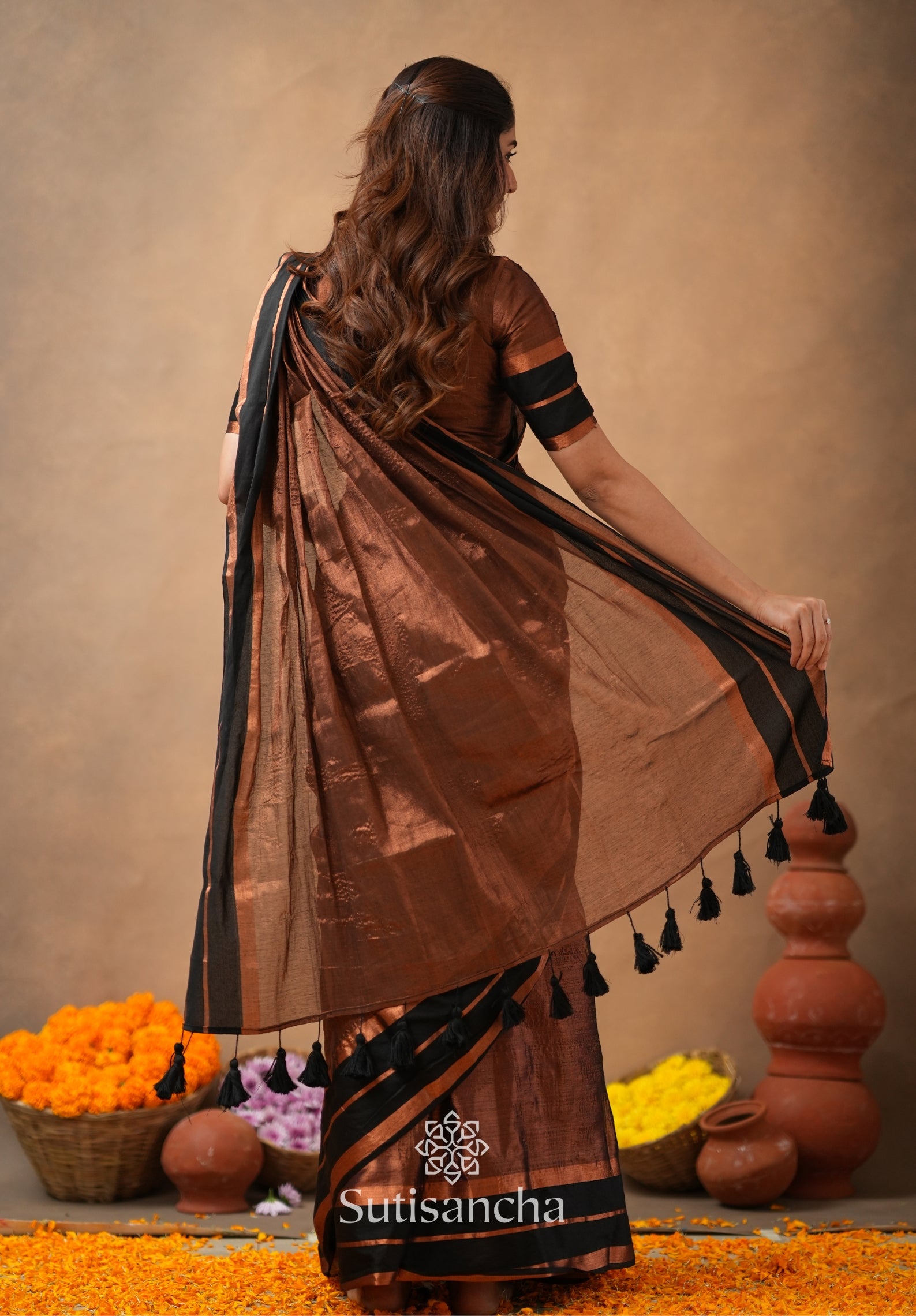 Soft Sheen Tissue Cotton Saree with Fluid Drape