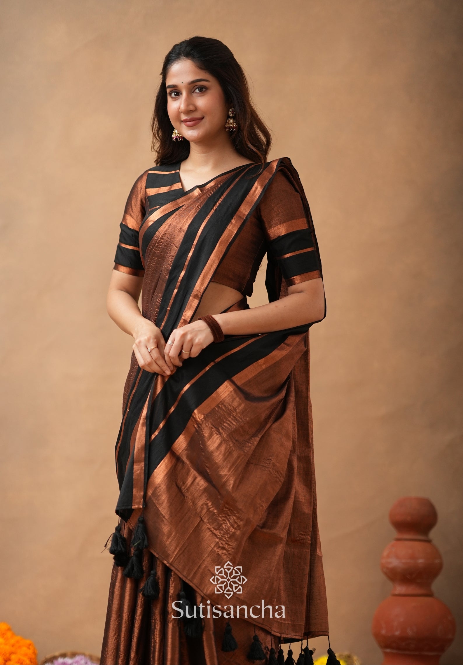 Soft Sheen Tissue Cotton Saree with Fluid Drape