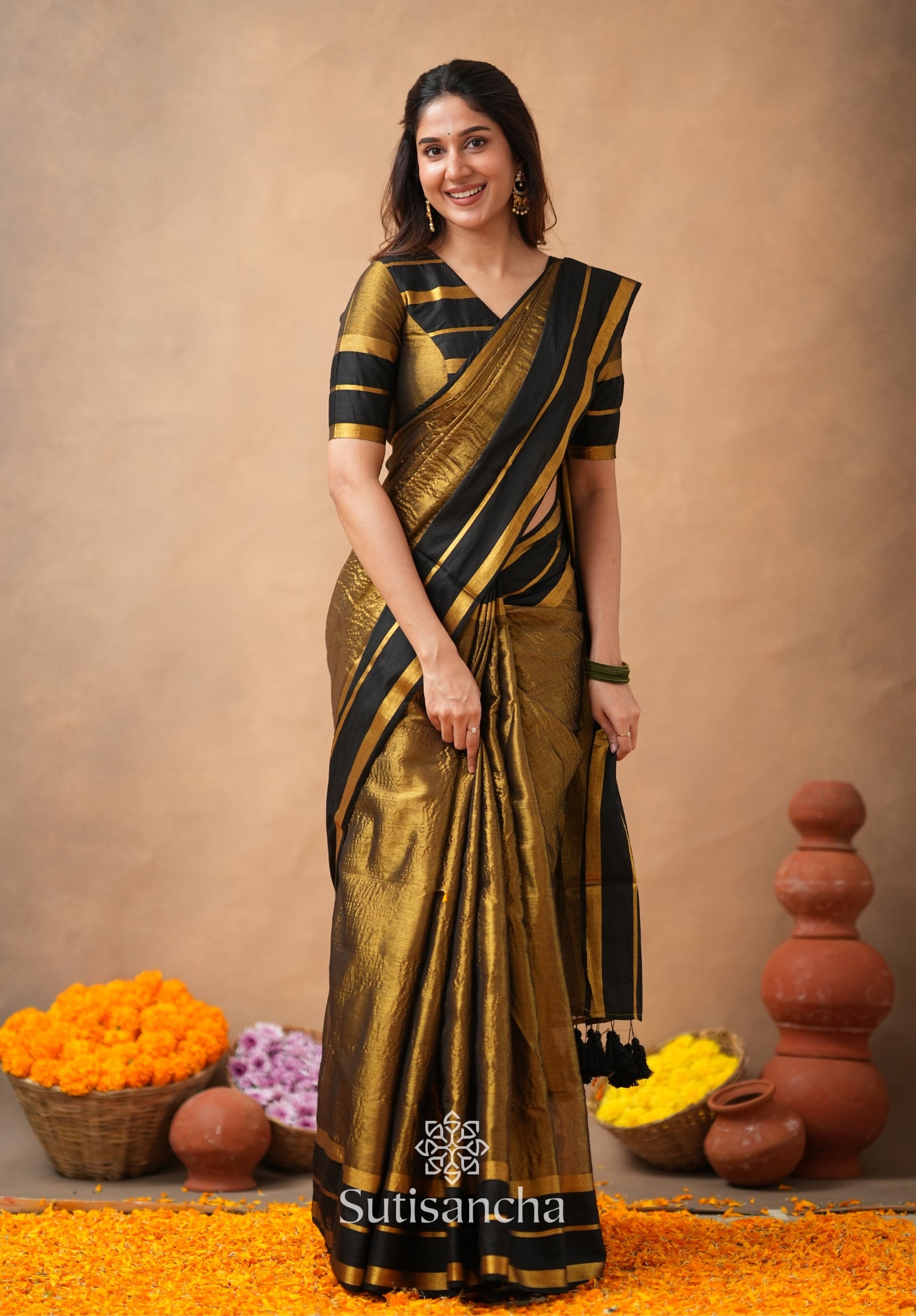 Soft Sheen Tissue Cotton Saree with Fluid Drape