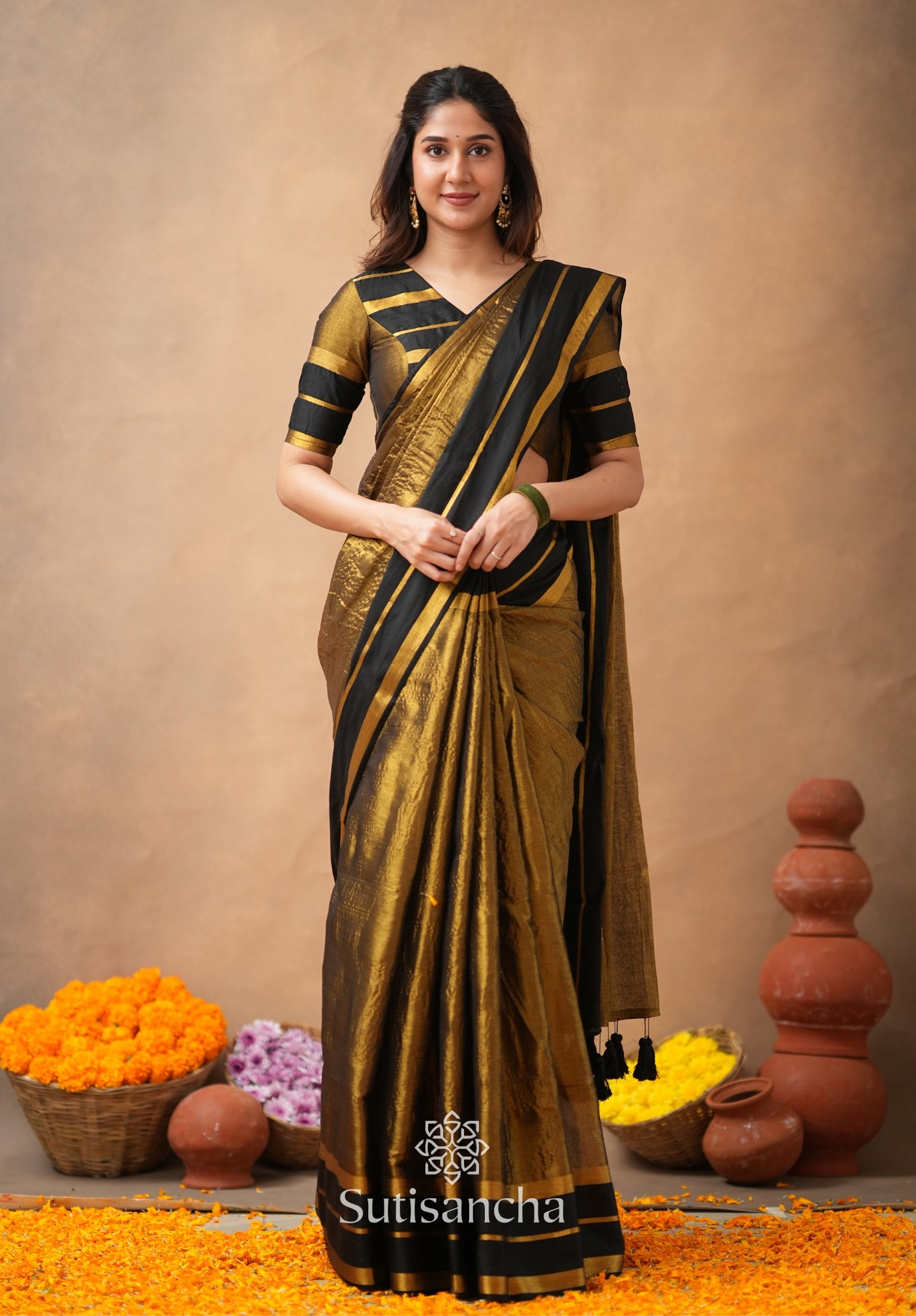 Soft Sheen Tissue Cotton Saree with Fluid Drape