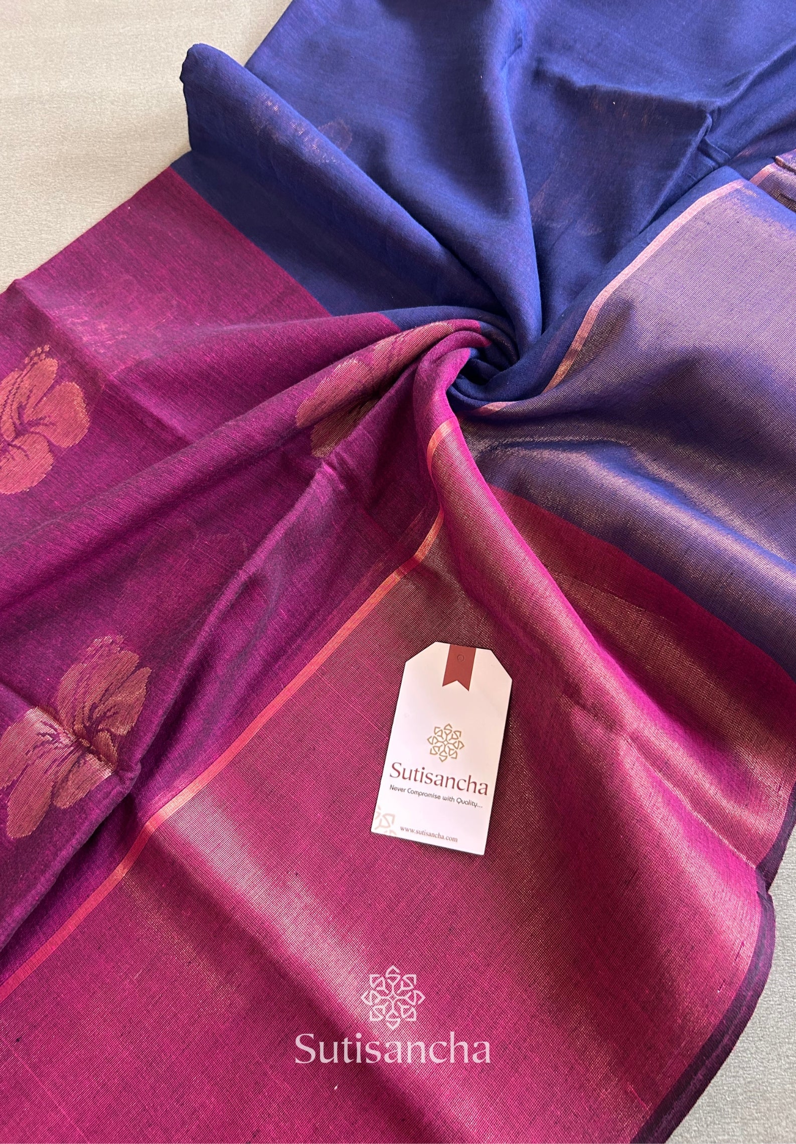 Sutisancha Rose-Design Signature Mul Cotton Saree
