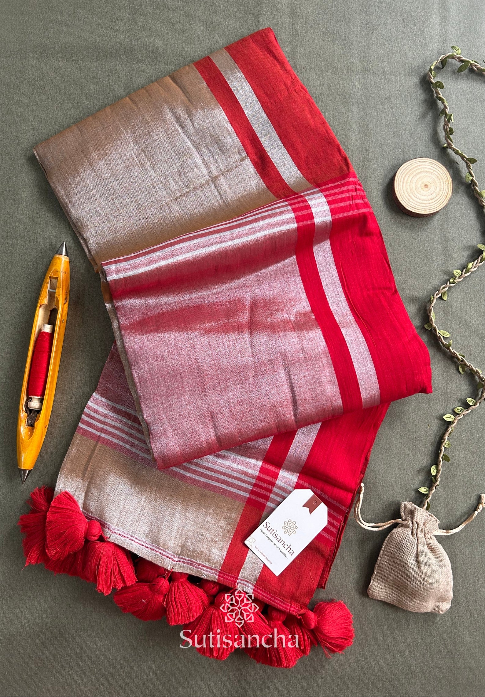 Soft Sheen Tissue Cotton Saree with Fluid Drape