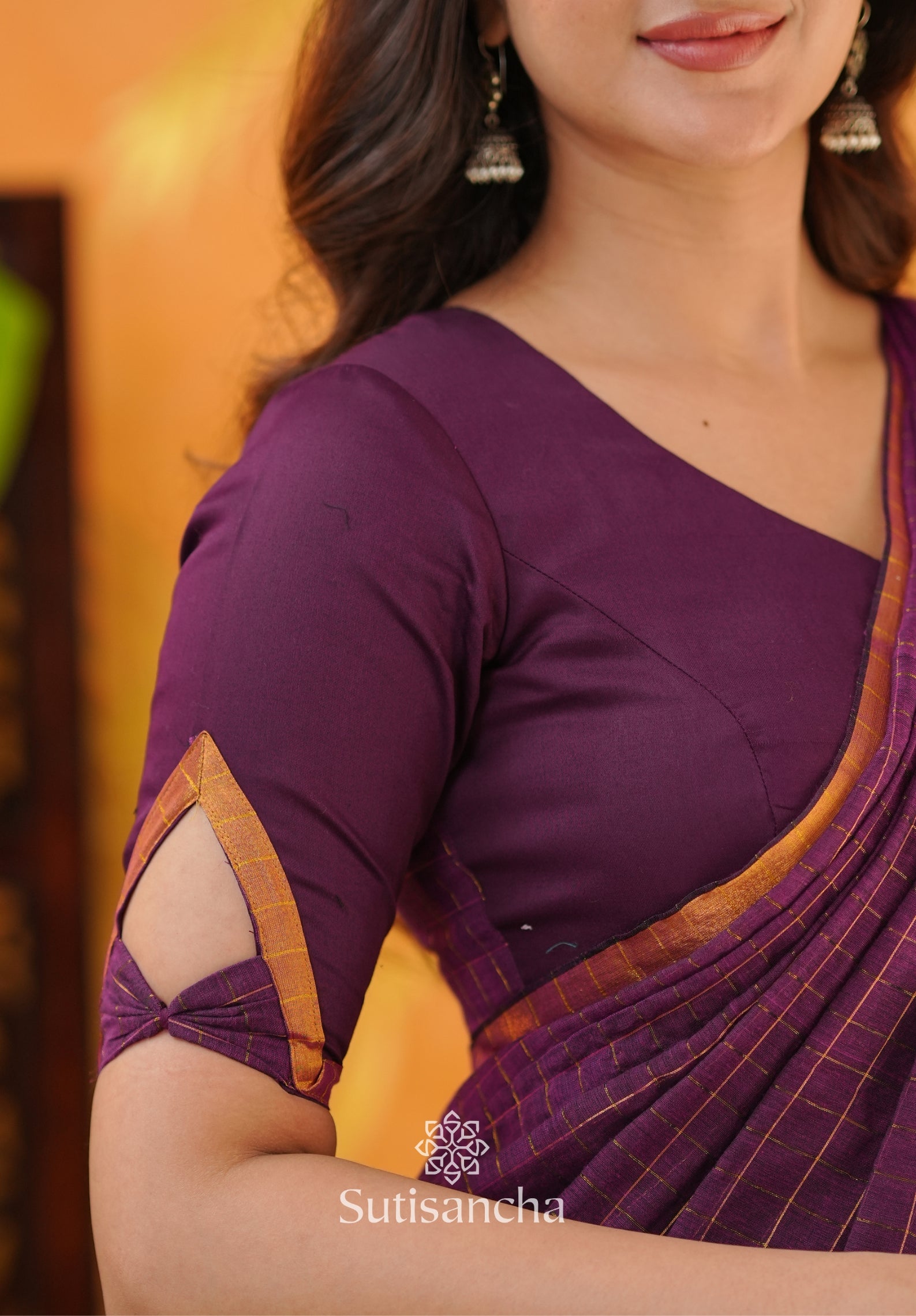 Golden Grid Classic Mul Cotton Saree