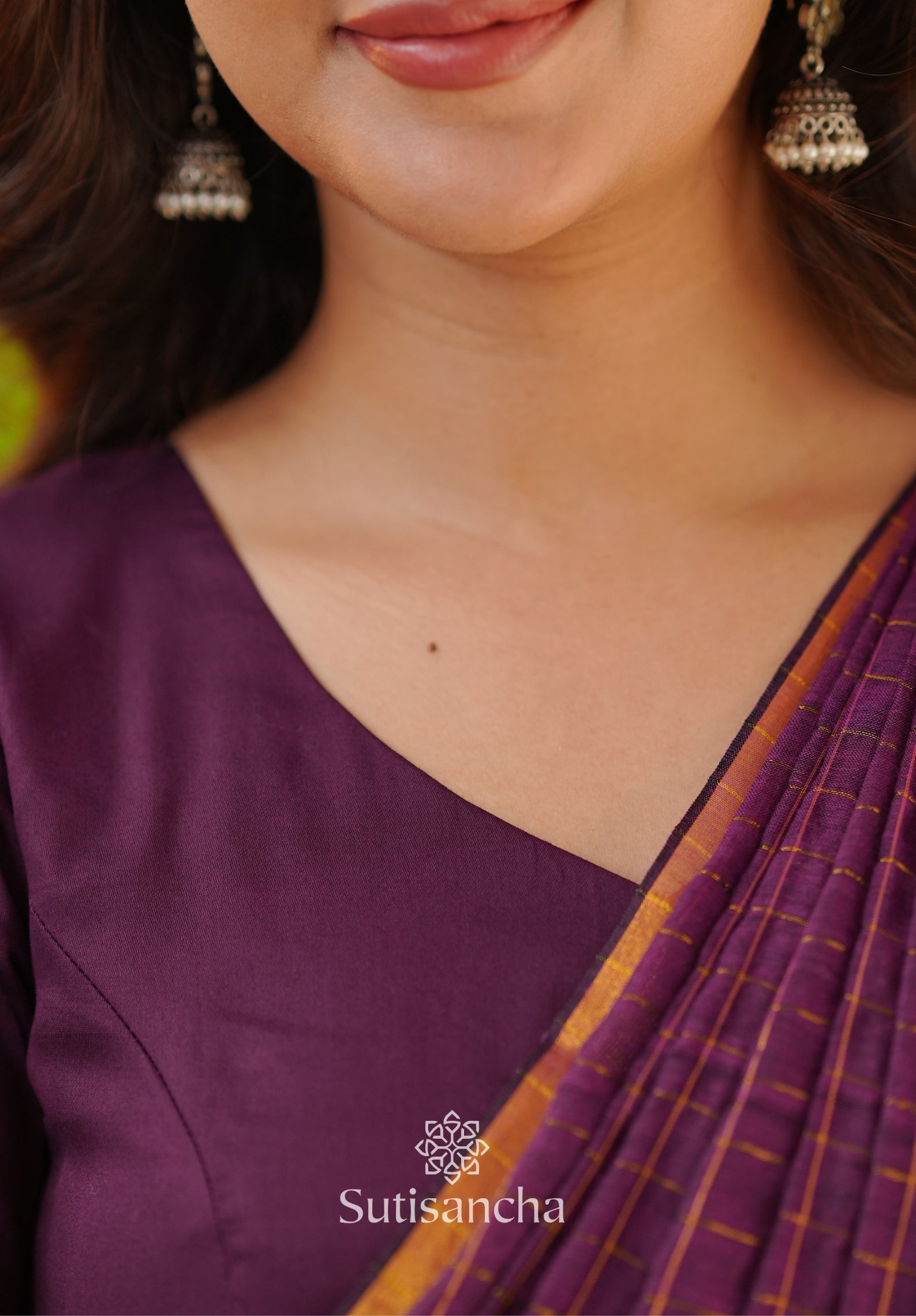 Golden Grid Classic Mul Cotton Saree