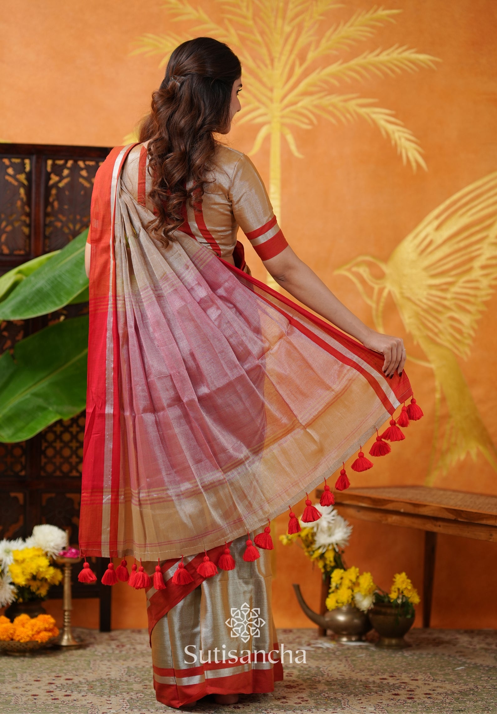 Soft Sheen Tissue Cotton Saree with Fluid Drape