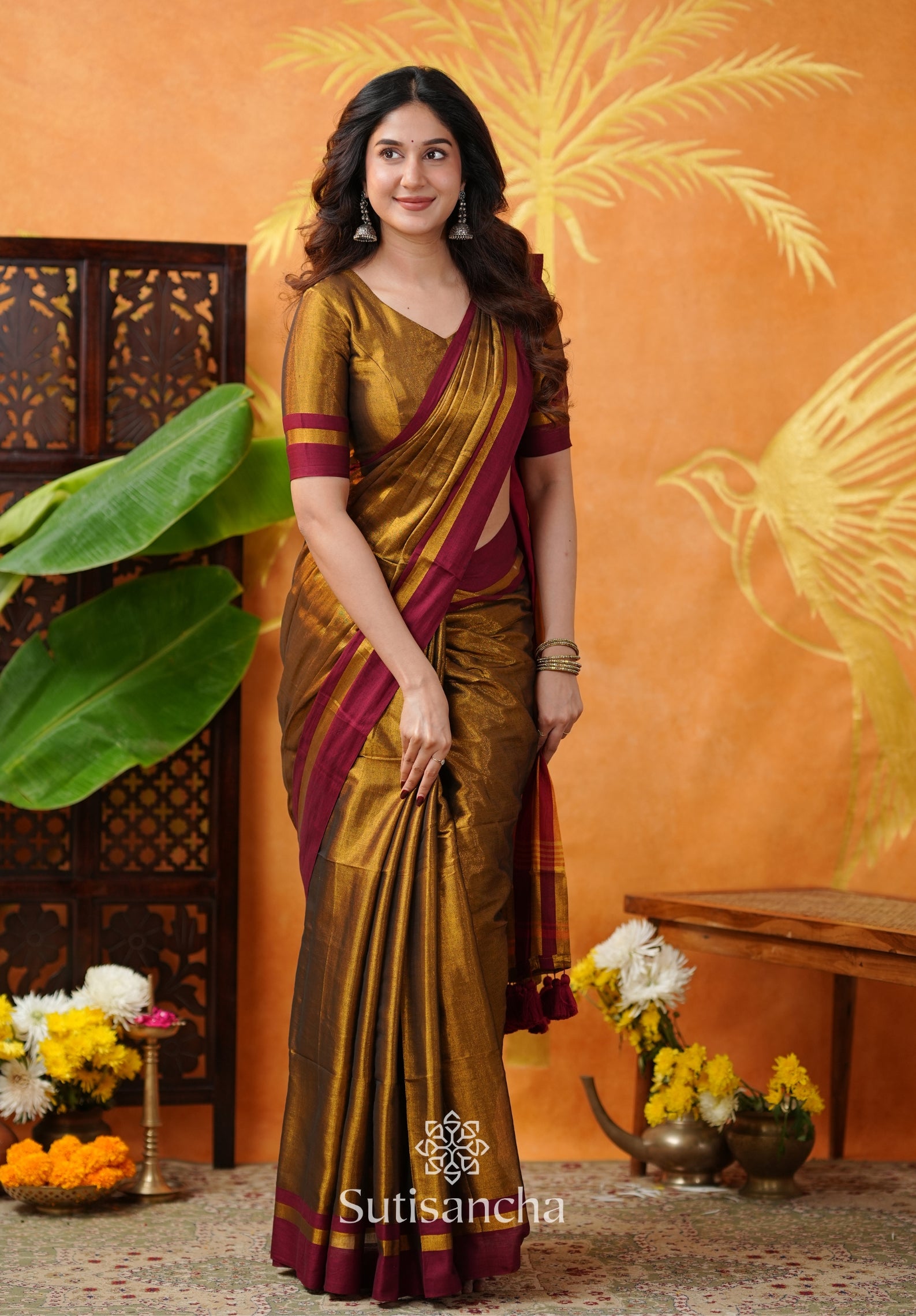 Soft Sheen Tissue Cotton Saree with Fluid Drape