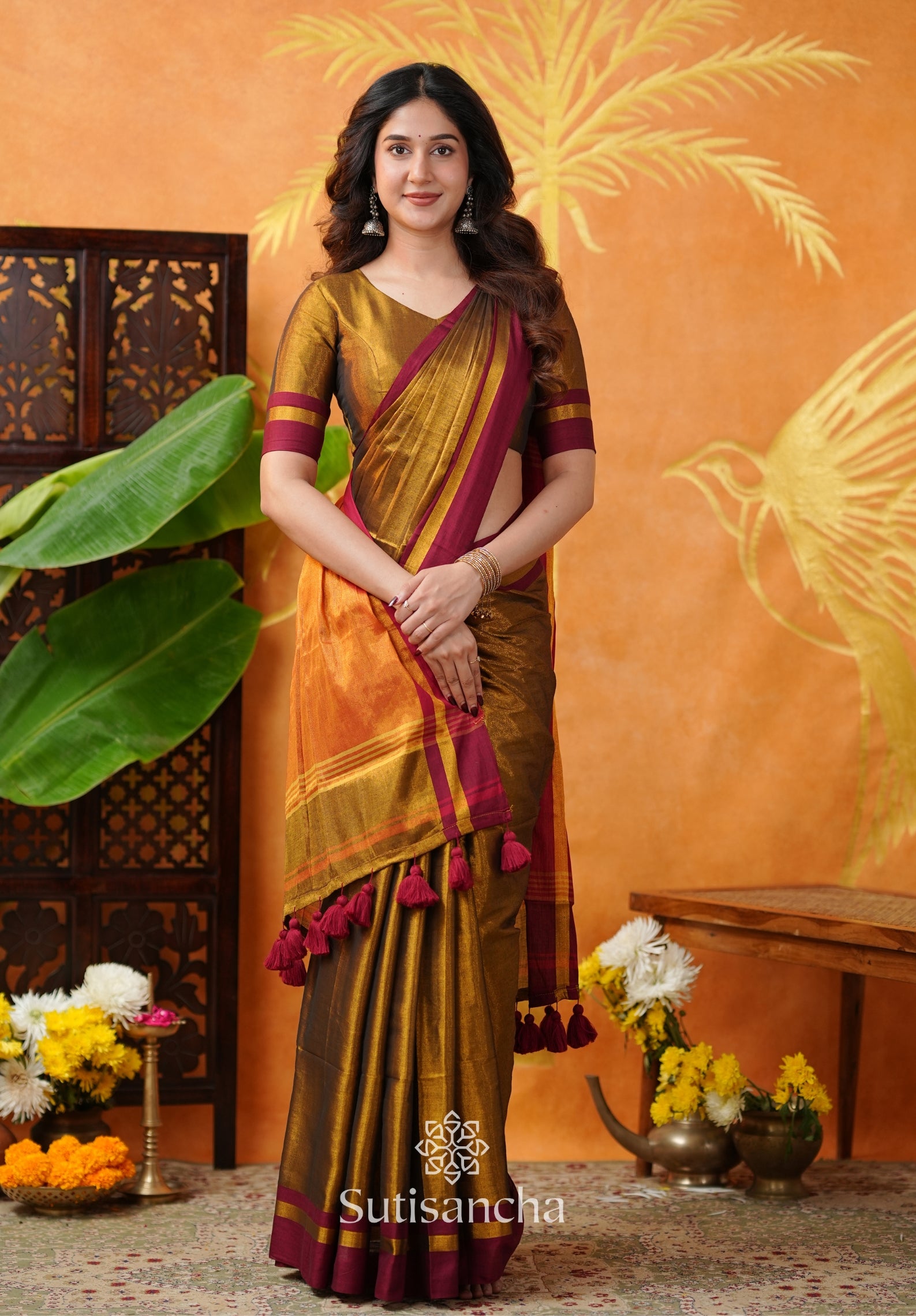 Soft Sheen Tissue Cotton Saree with Fluid Drape