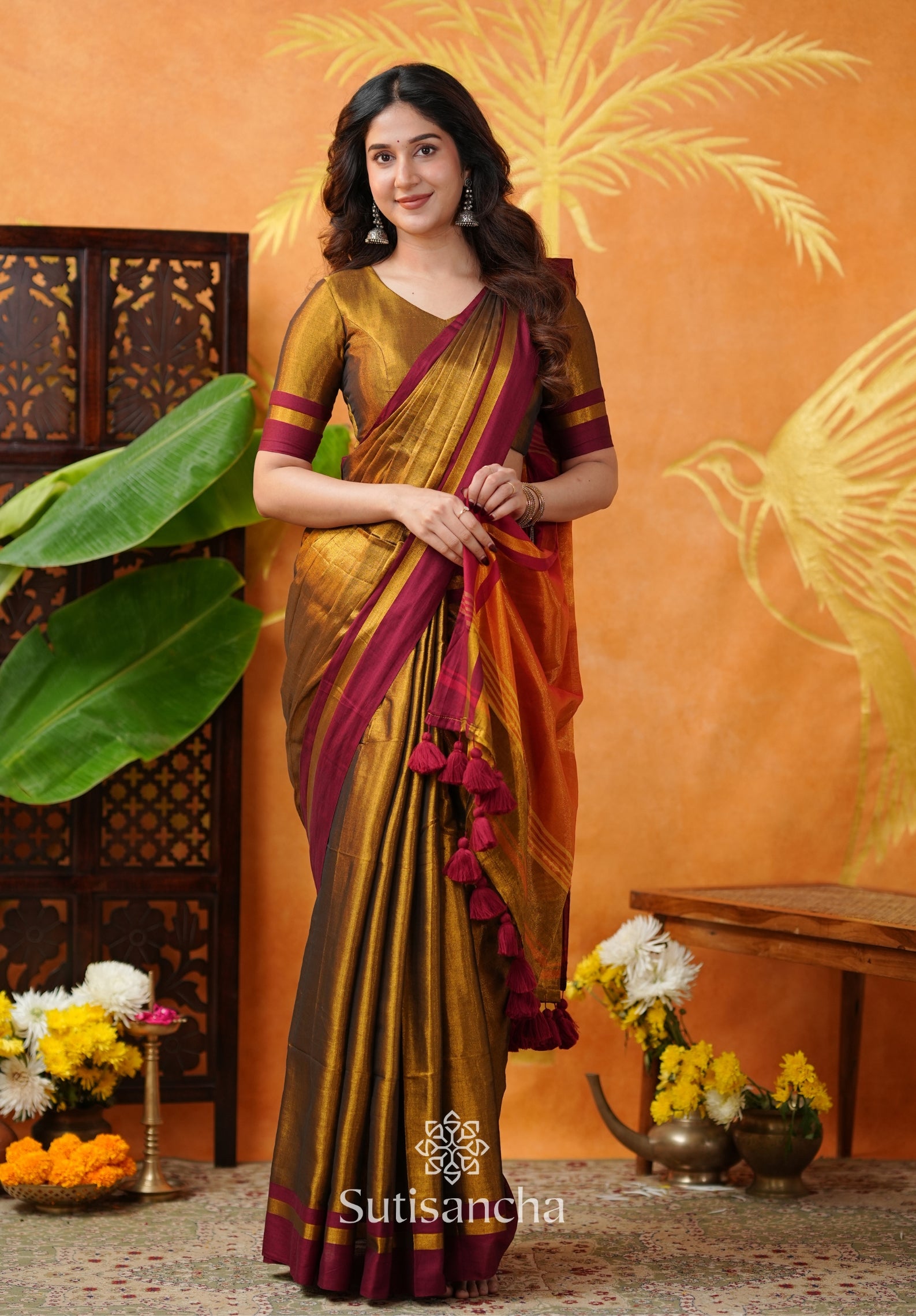 Soft Sheen Tissue Cotton Saree with Fluid Drape