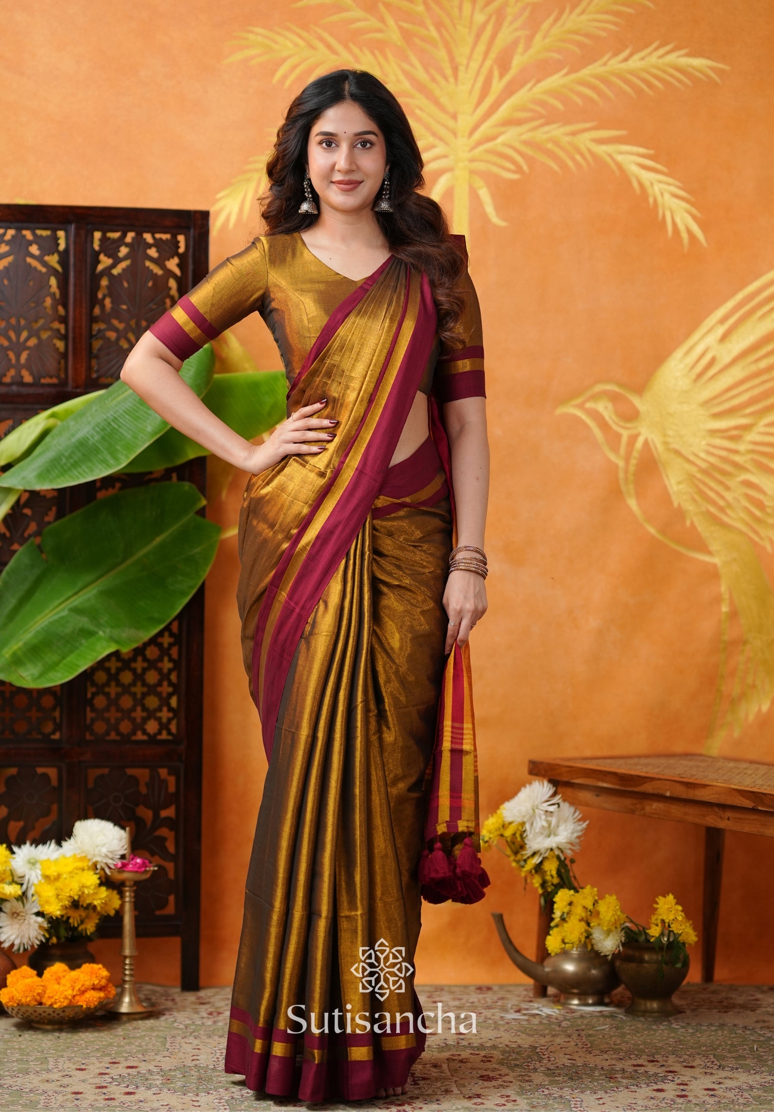 Soft Sheen Tissue Cotton Saree with Fluid Drape