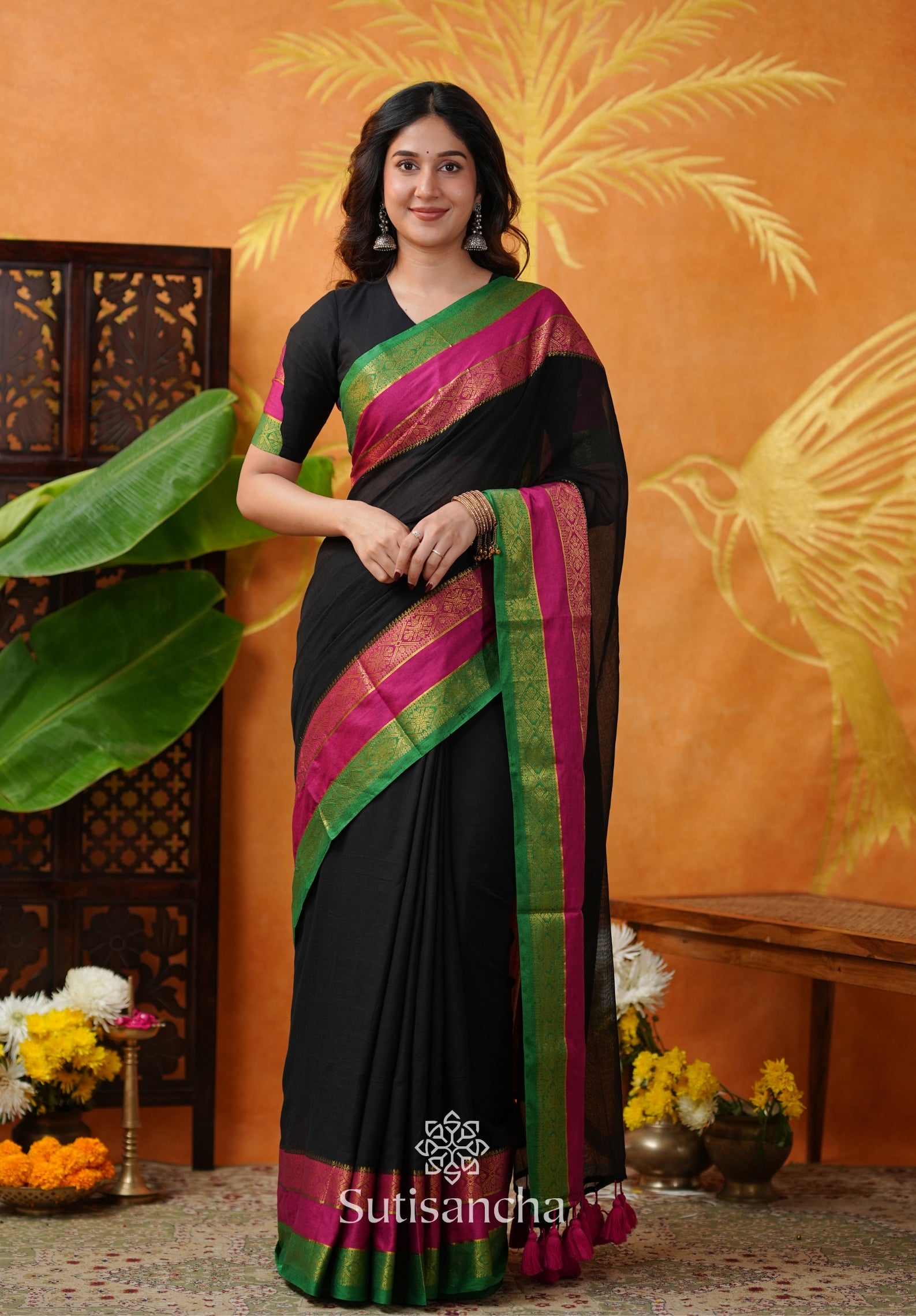 Classic Noir Mul Cotton Saree