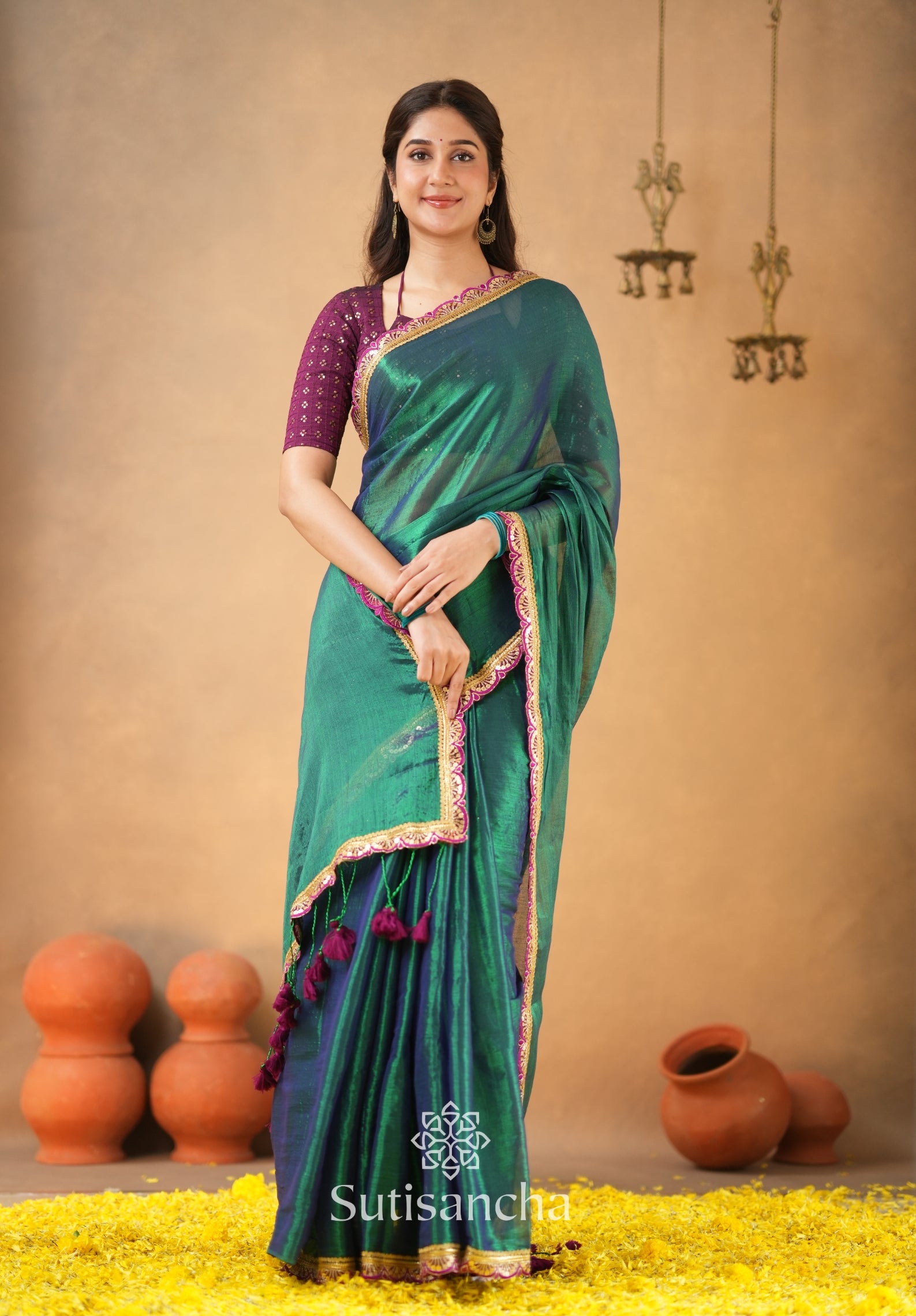 The Luxe Gleam Tissue Cotton Saree