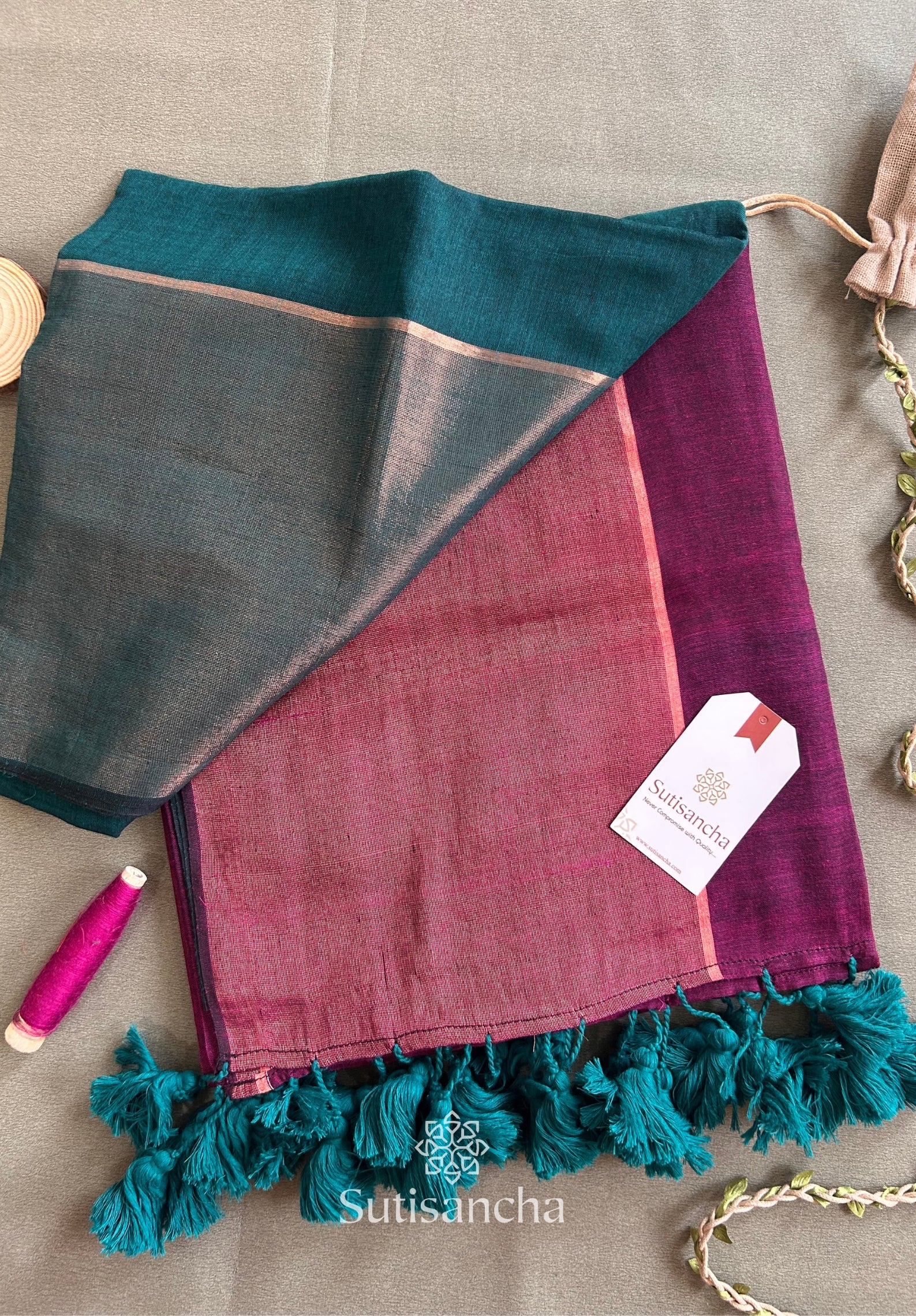 Sutisancha Rose-Design Signature Mul Cotton Saree