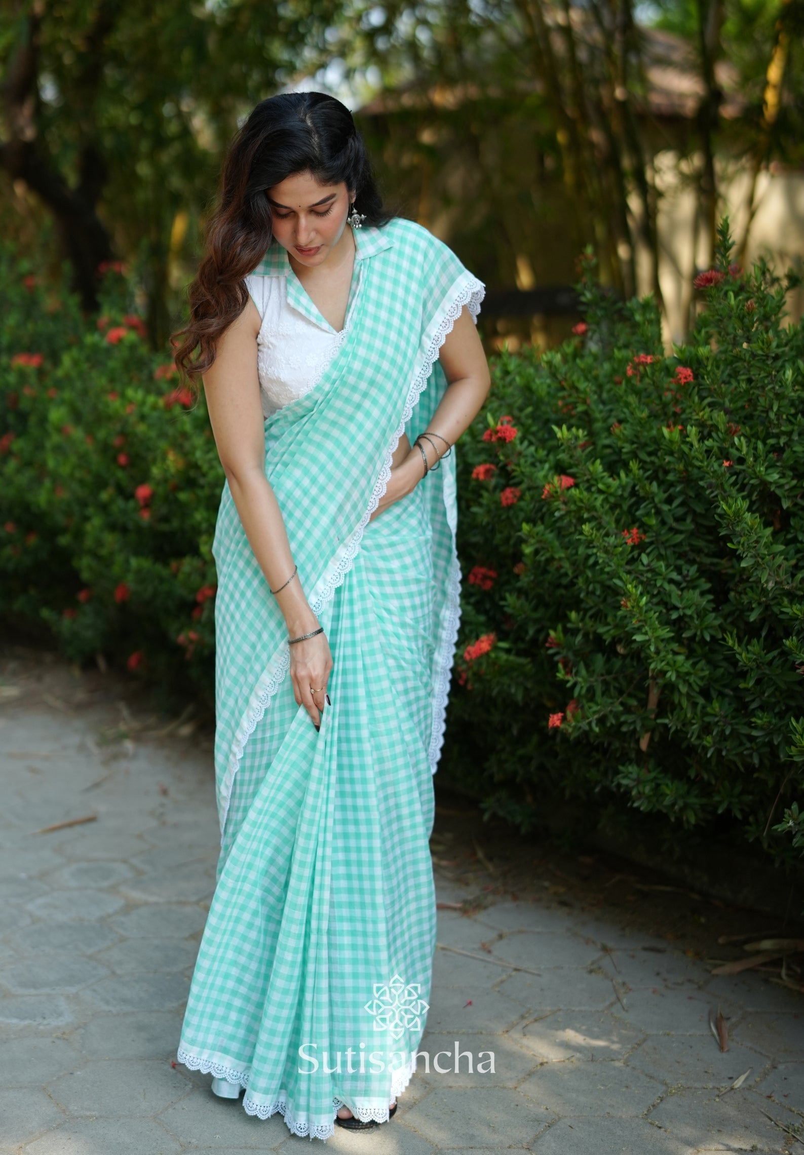 Summer Gingham Mul Cotton Saree