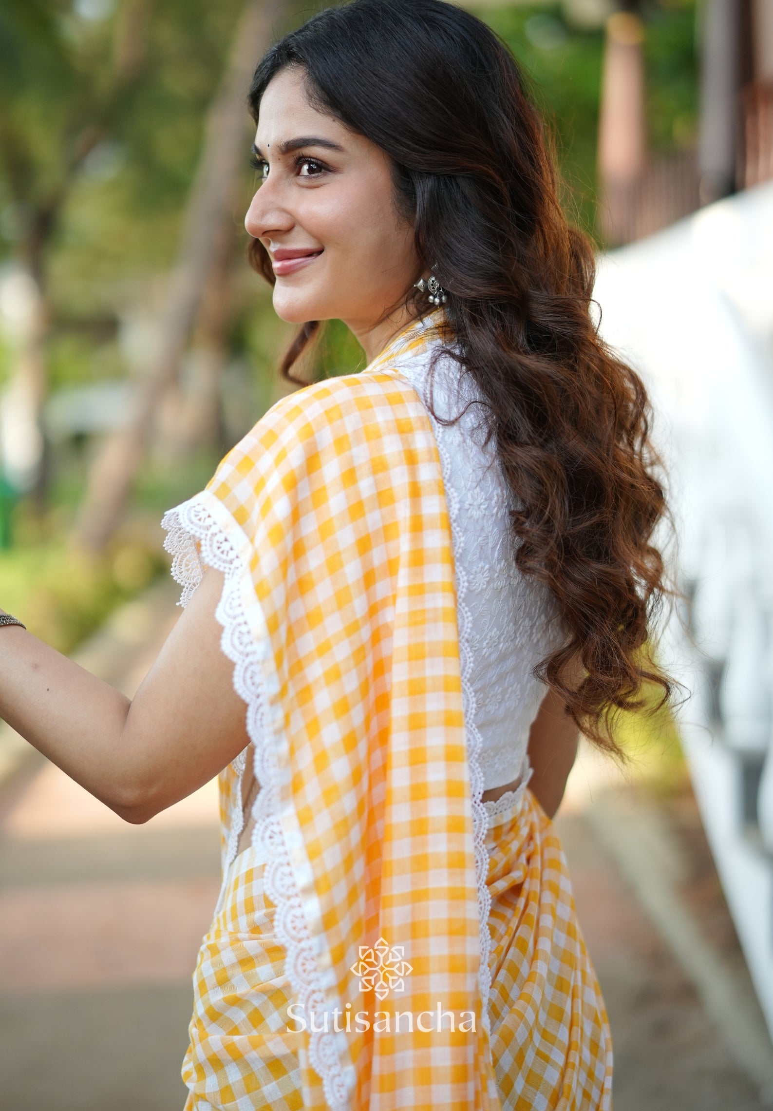 Summer Gingham Mul Cotton Saree