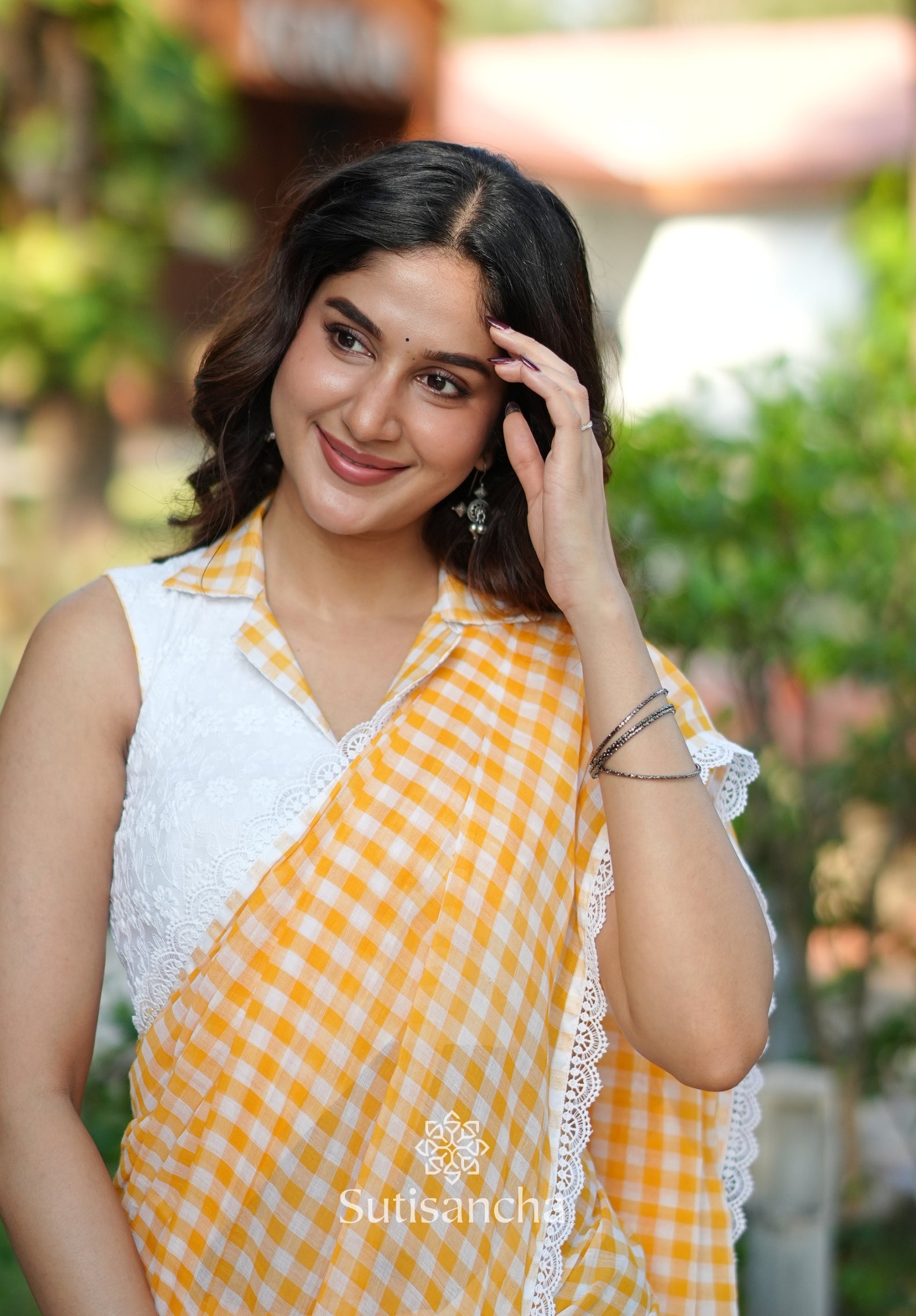 Summer Gingham Mul Cotton Saree