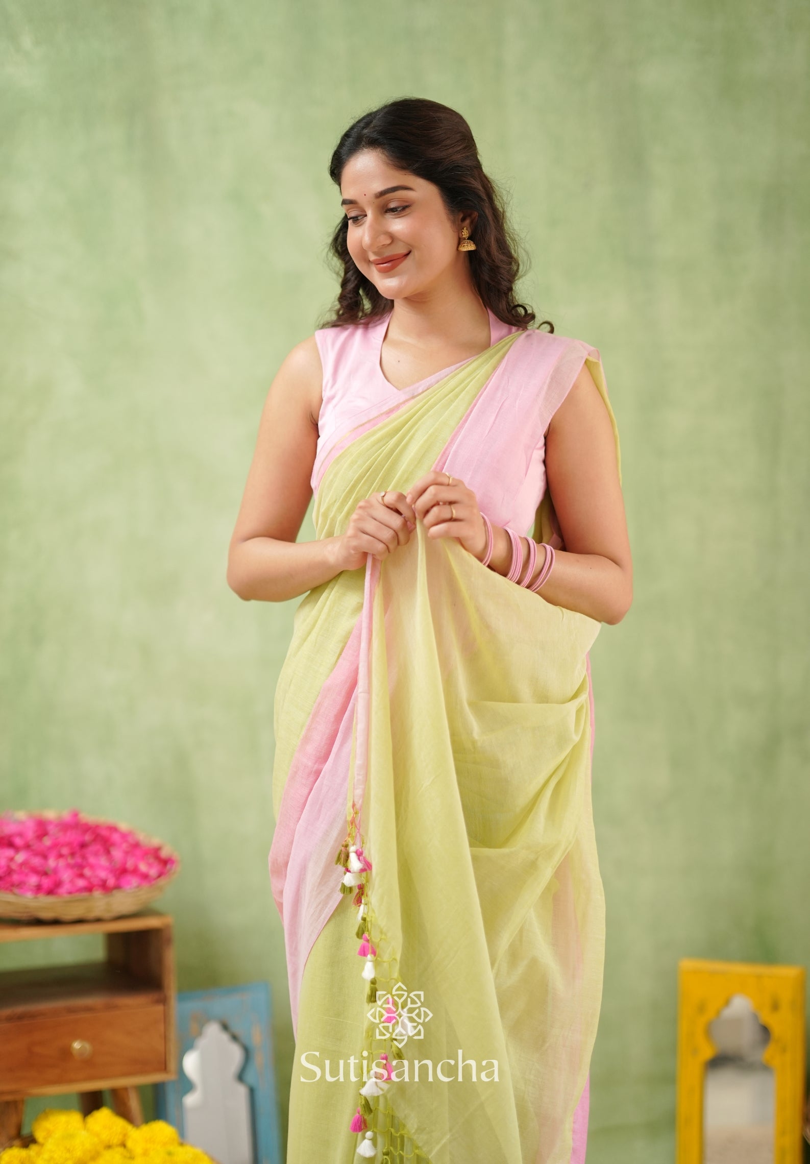 Blush Breeze Mul Cotton Saree