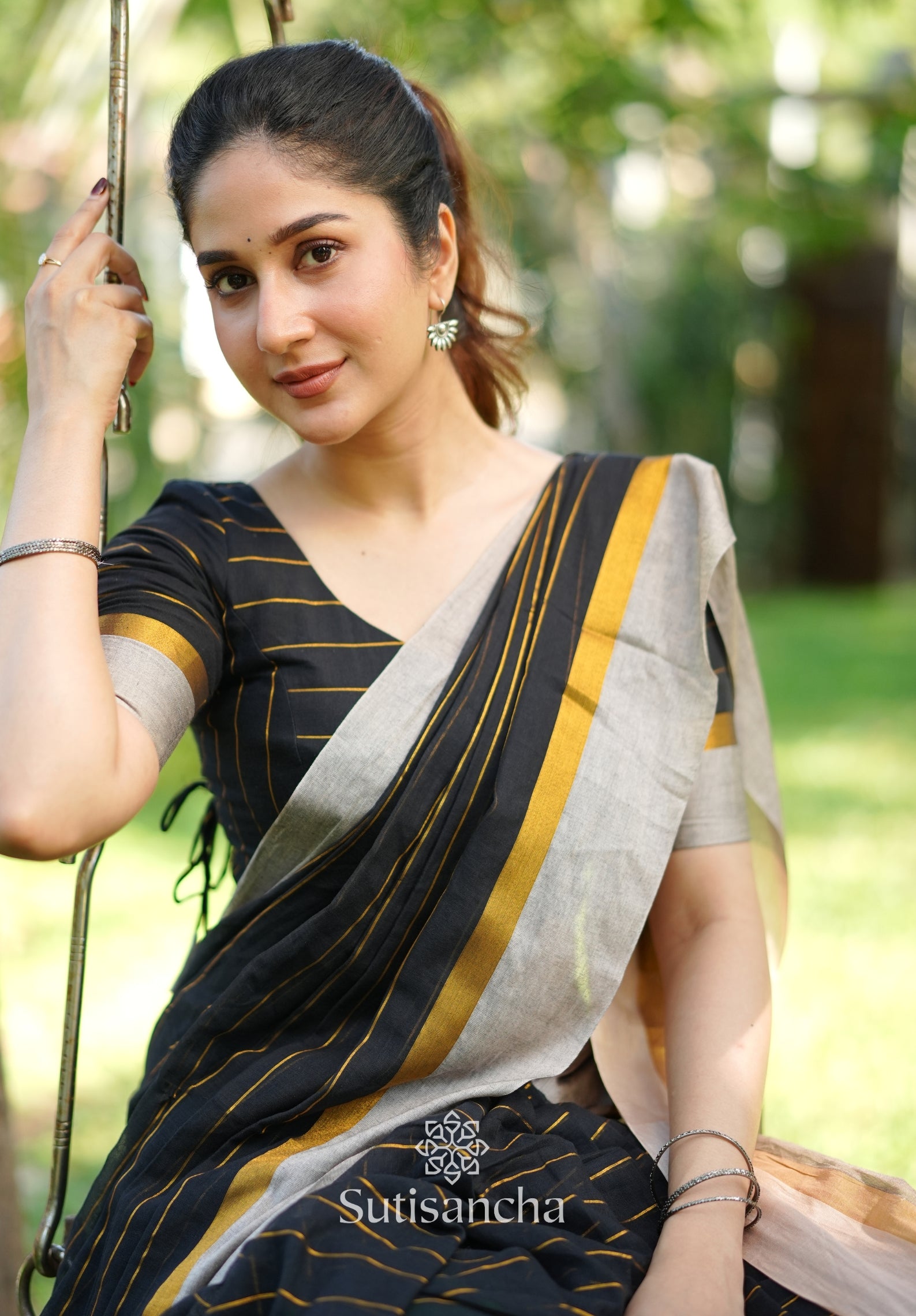 Midnight Gleam Mul Cotton Saree