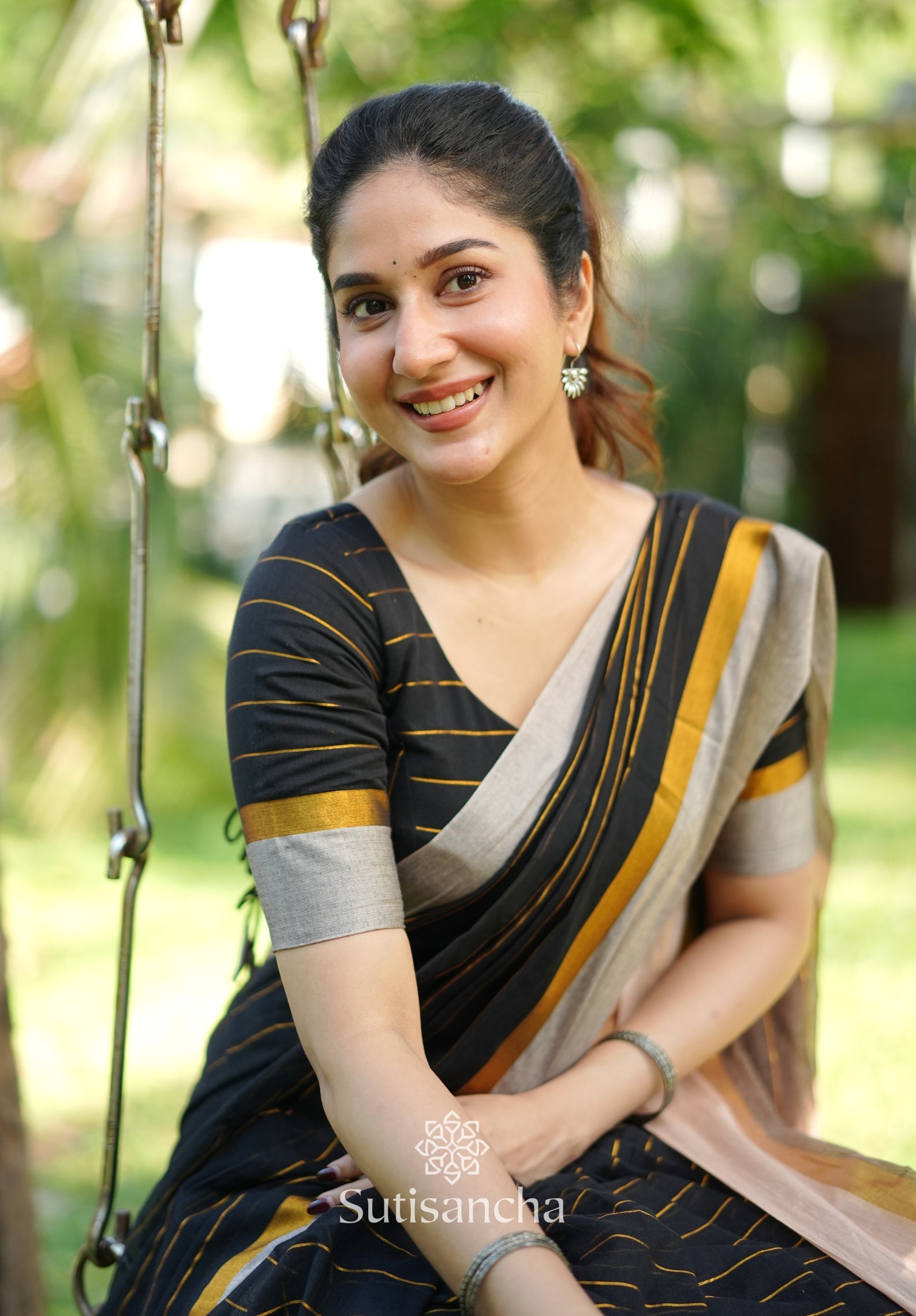 Midnight Gleam Mul Cotton Saree