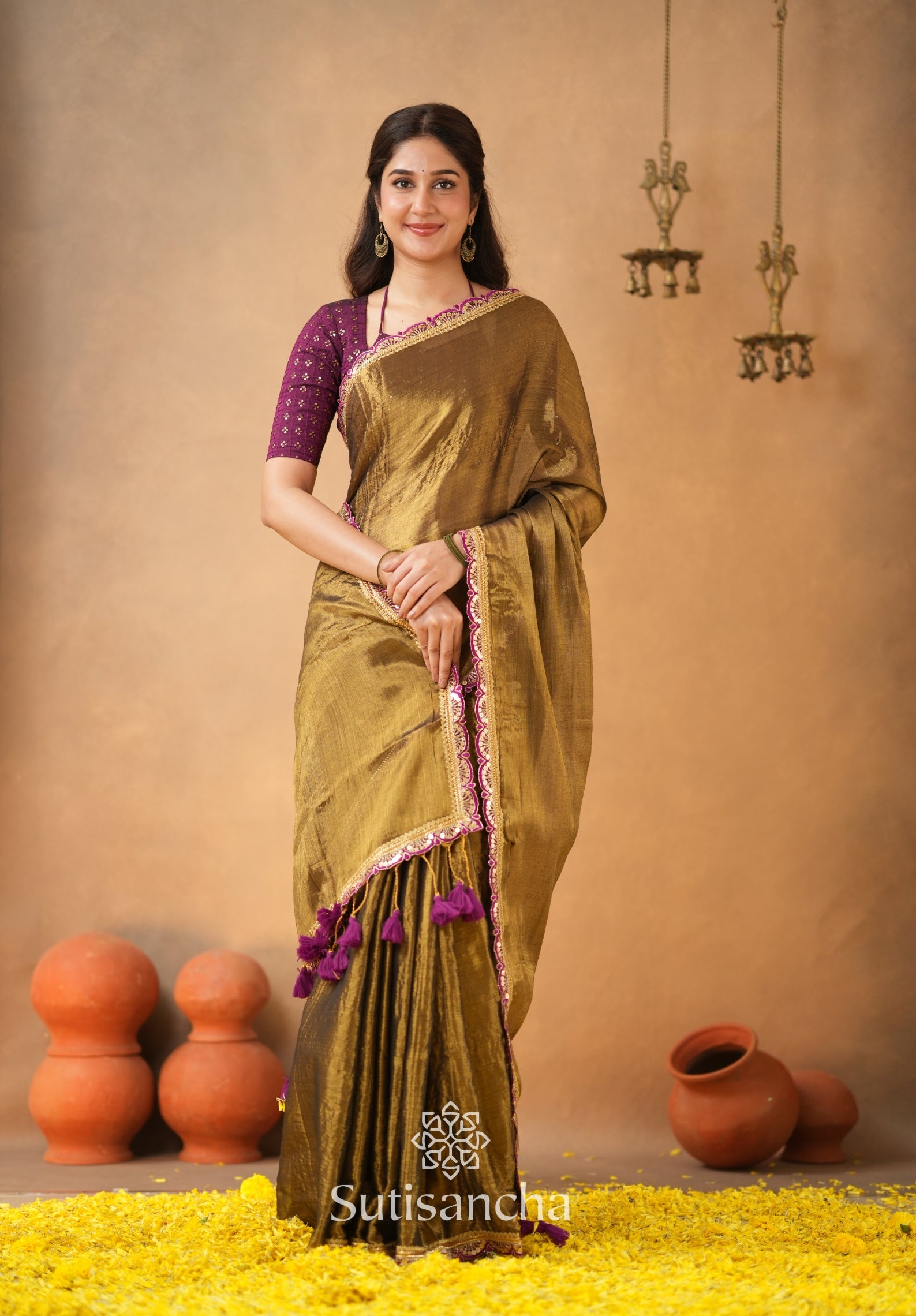 The Luxe Gleam Tissue Cotton Saree