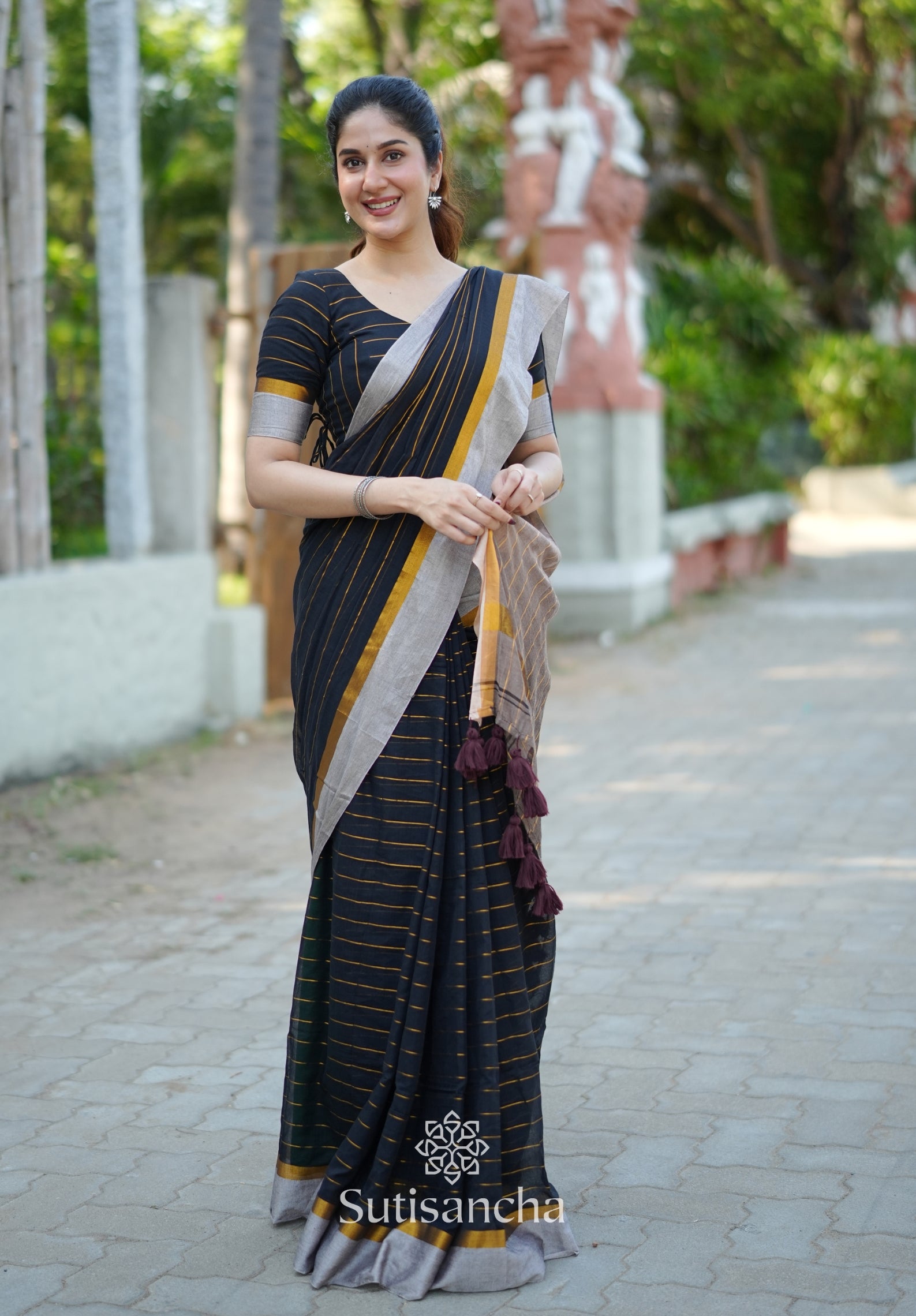 Midnight Gleam Mul Cotton Saree